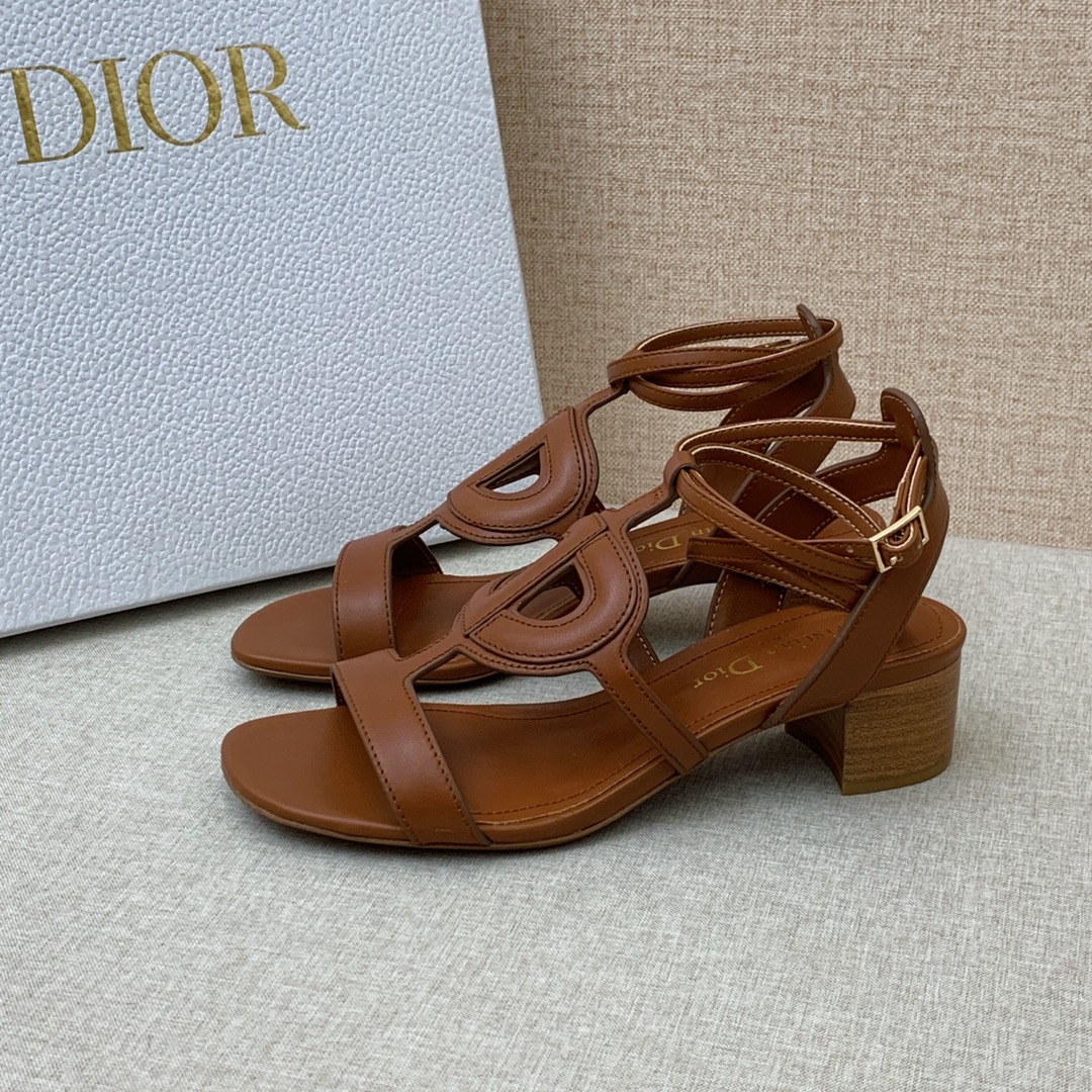 (1:1 replica) Christian Dior D Club Sandal 1.7 Inches Brown For Women CD