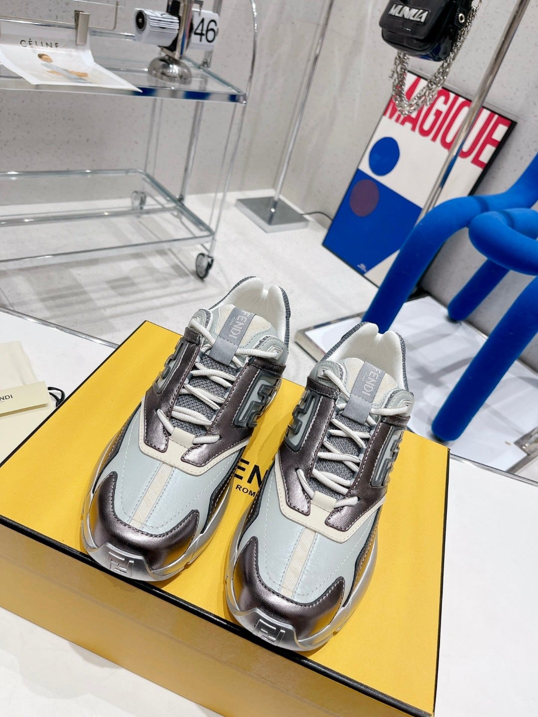 (1:1 replica) Fendi Nubuck Faster Grey Blue For Women