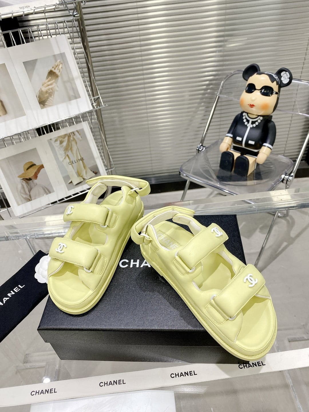 (1:1 replica) Chanel Women s Sandals With Chanel Logo Yellow For Women