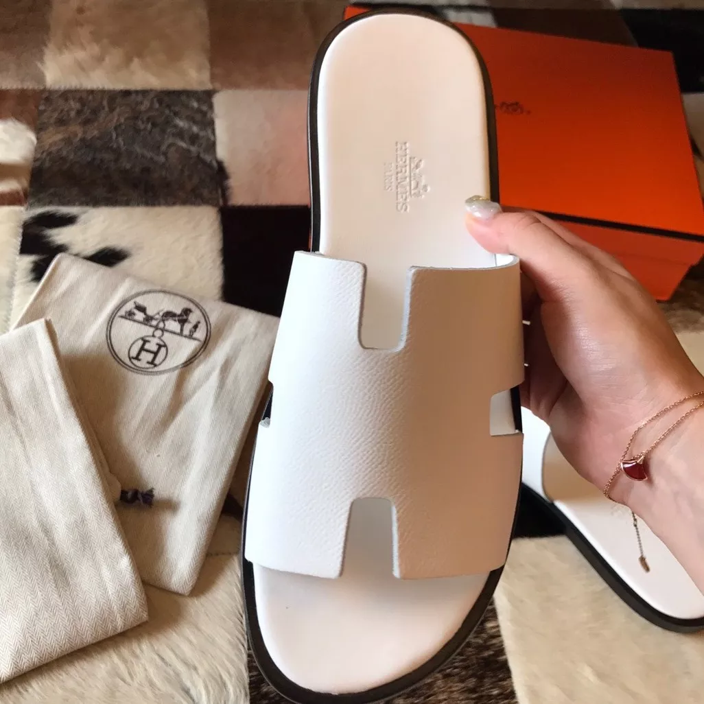 (1:1 replica) HERMES MEN S IZMIR SANDALS IN WHITE EPSOM LEATHER HMSD030