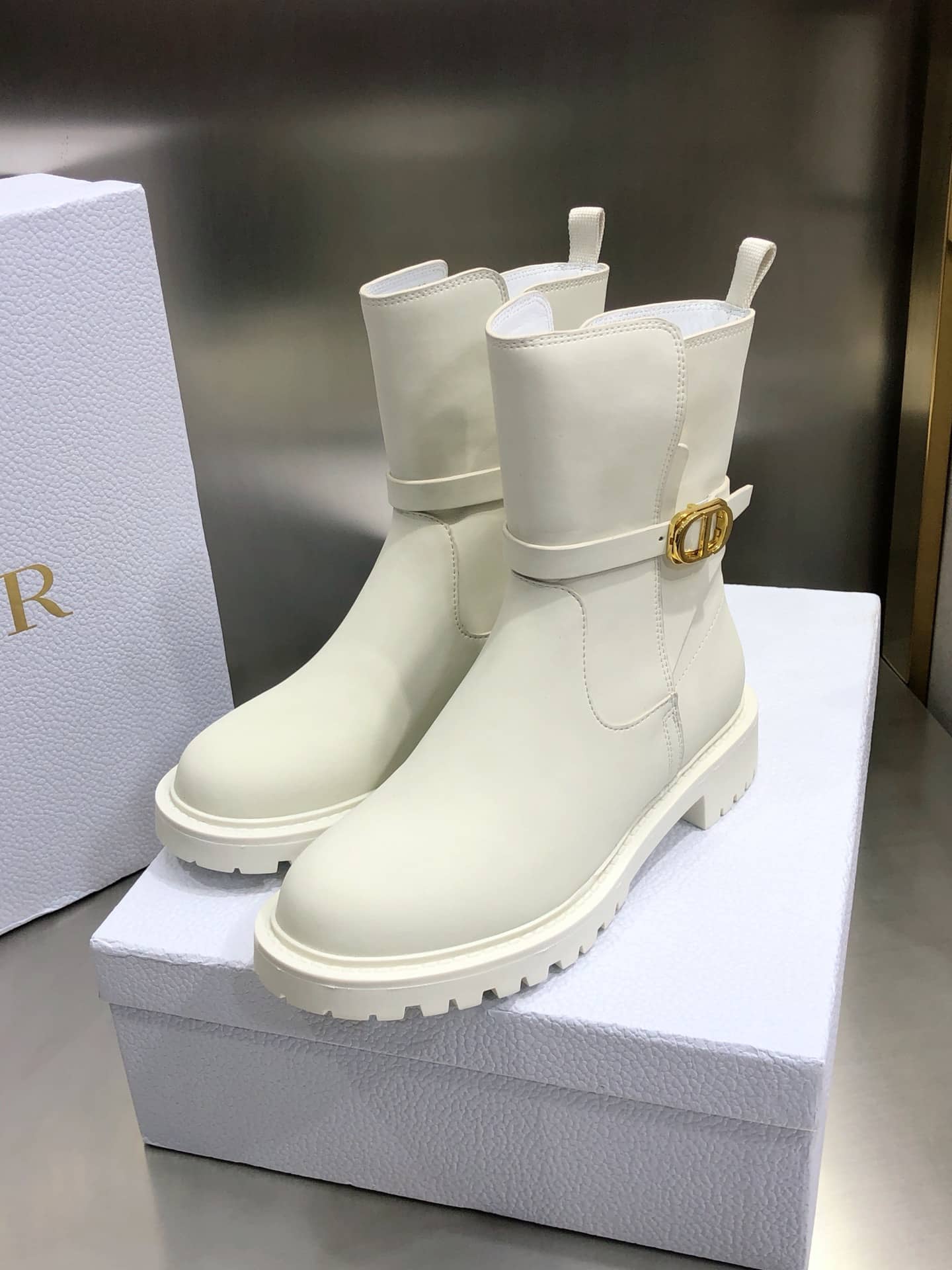 (1:1 replica) Christian Dior Women s Dior Empreinte Ankle Boot White For Women CD