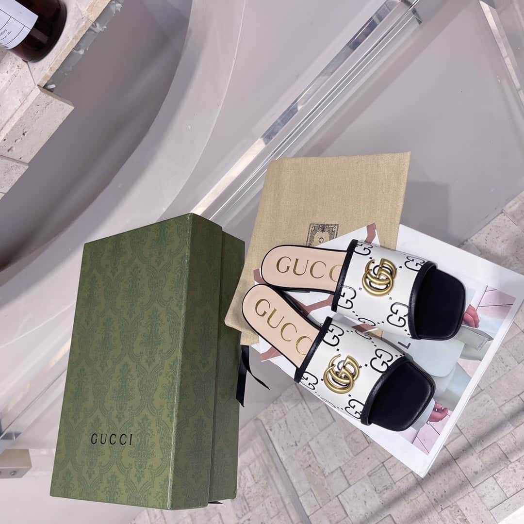 (1:1 replica) Gucci Women s GG Raffia Effect Slide Black For Women GG