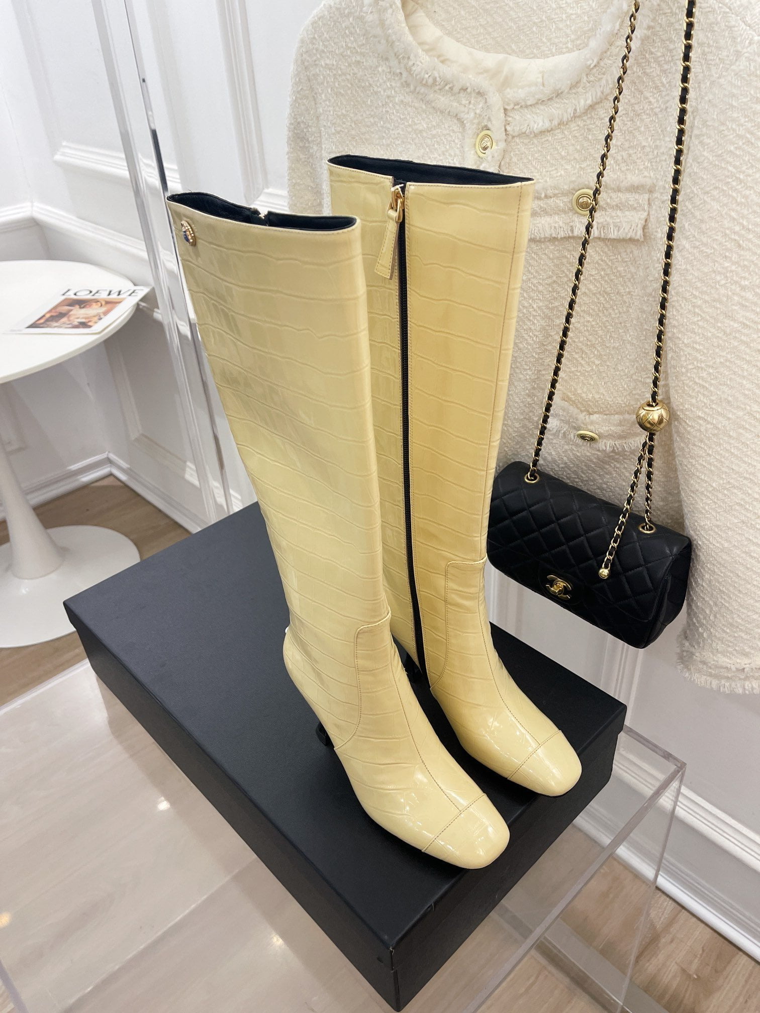 (1:1 replica) Chanel Women s High Boot Beige For Women 20.1in/51cm