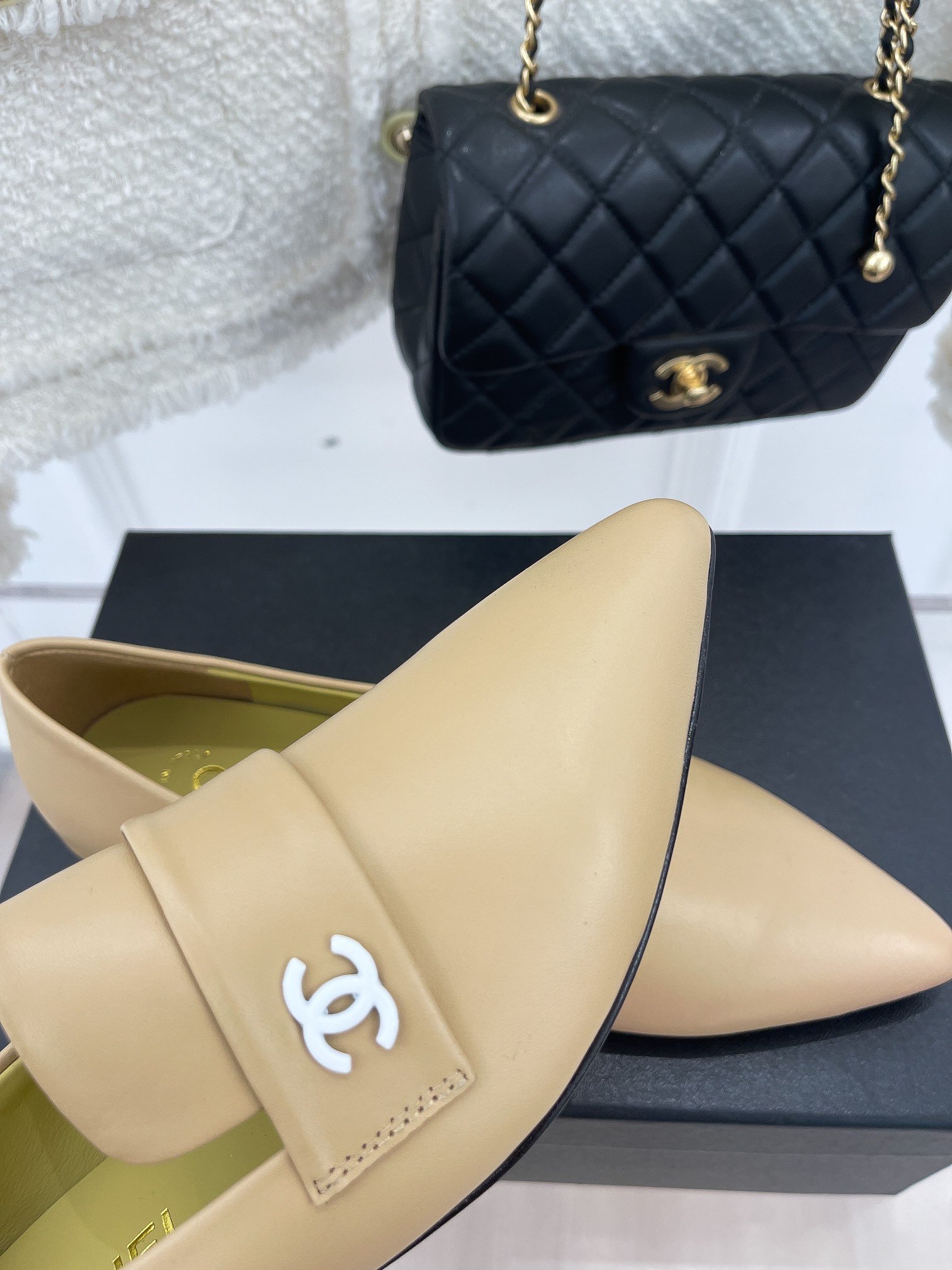 (1:1 replica) Chanel Women s Loafer With Logo Beige For Women