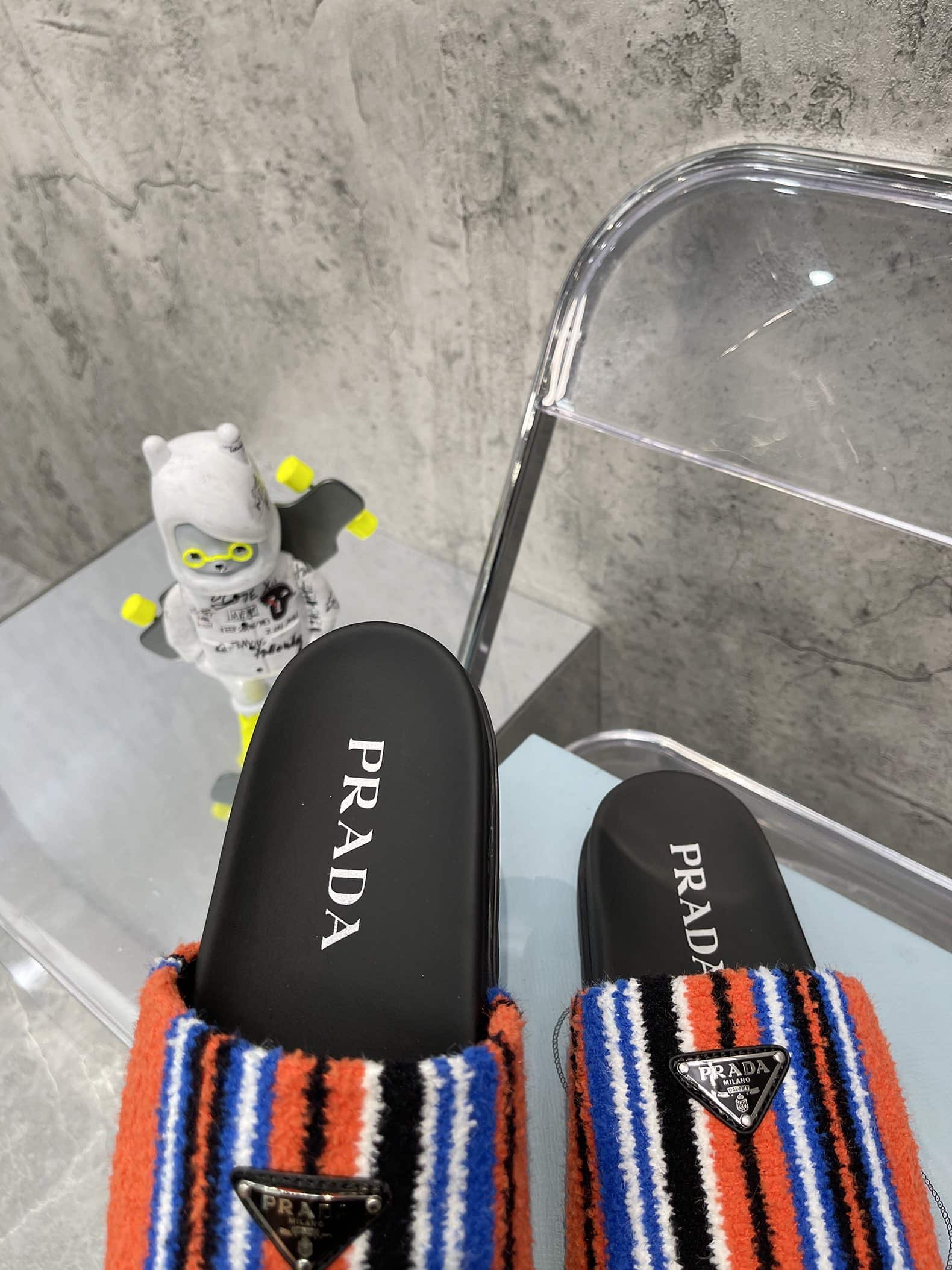 (1:1 replica) Prada Shearling Slides Muticolour For Women 0.8in/20mm PRD