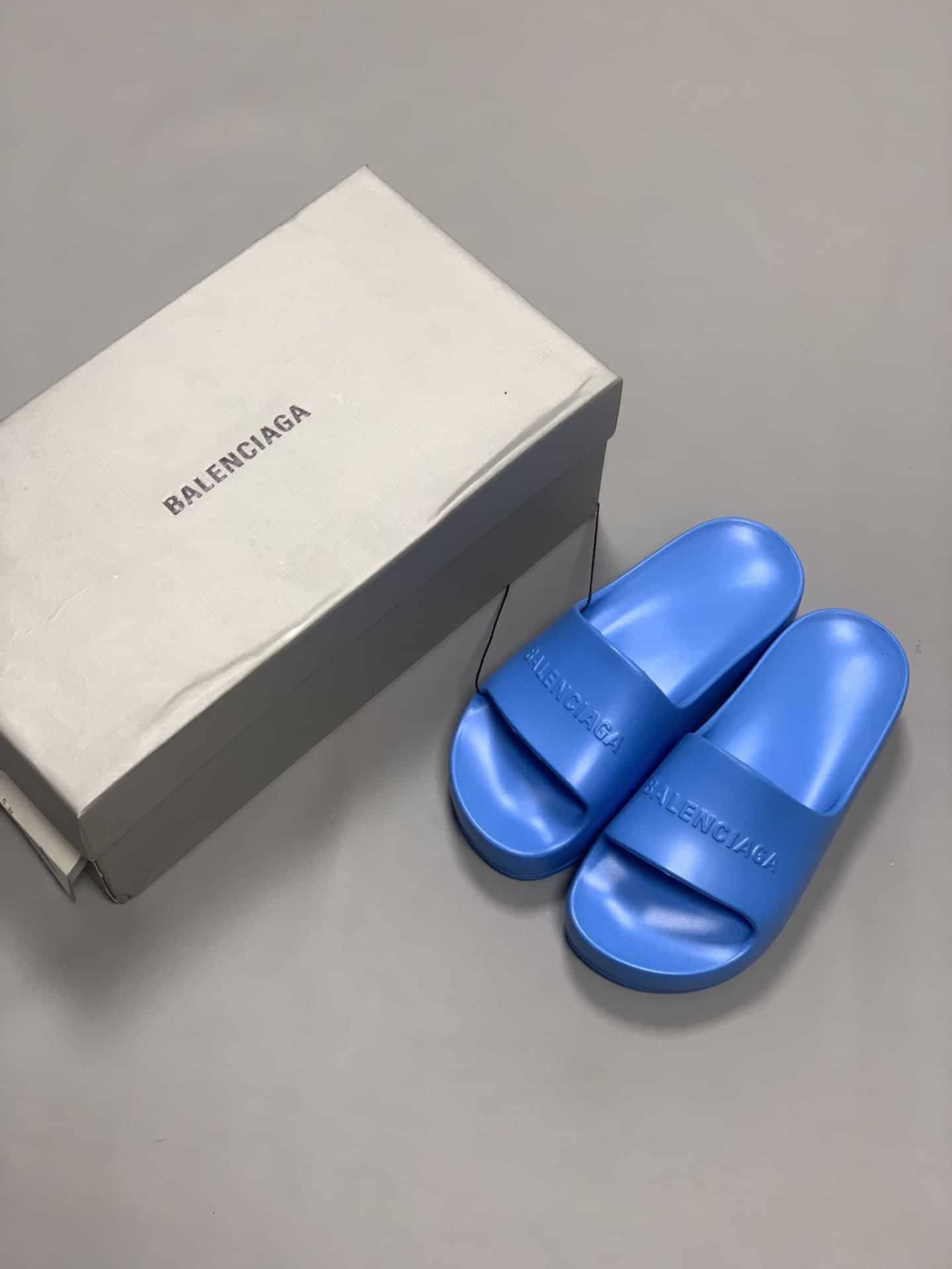 (1:1 replica) Balenciaga Pool Slide Sandal Blue For Women