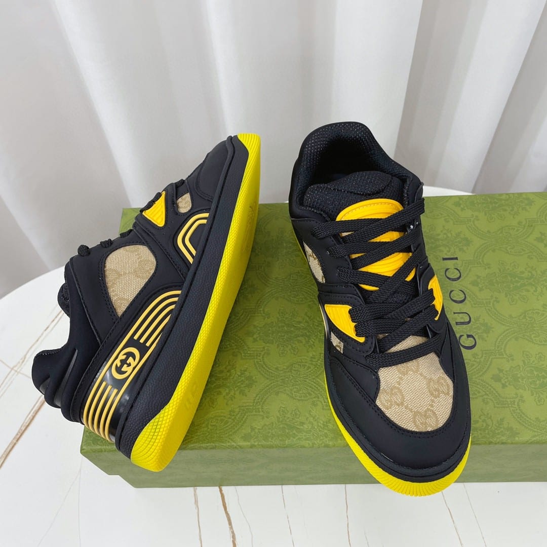 (1:1 replica) Gucci Men’s GG Basket Sneaker Black And Yellow For Women 661311