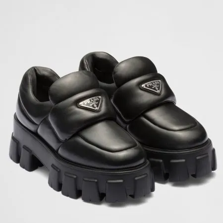 (1:1 replica) Prada Loafers in Black Soft Padded Nappa Leather PRL008