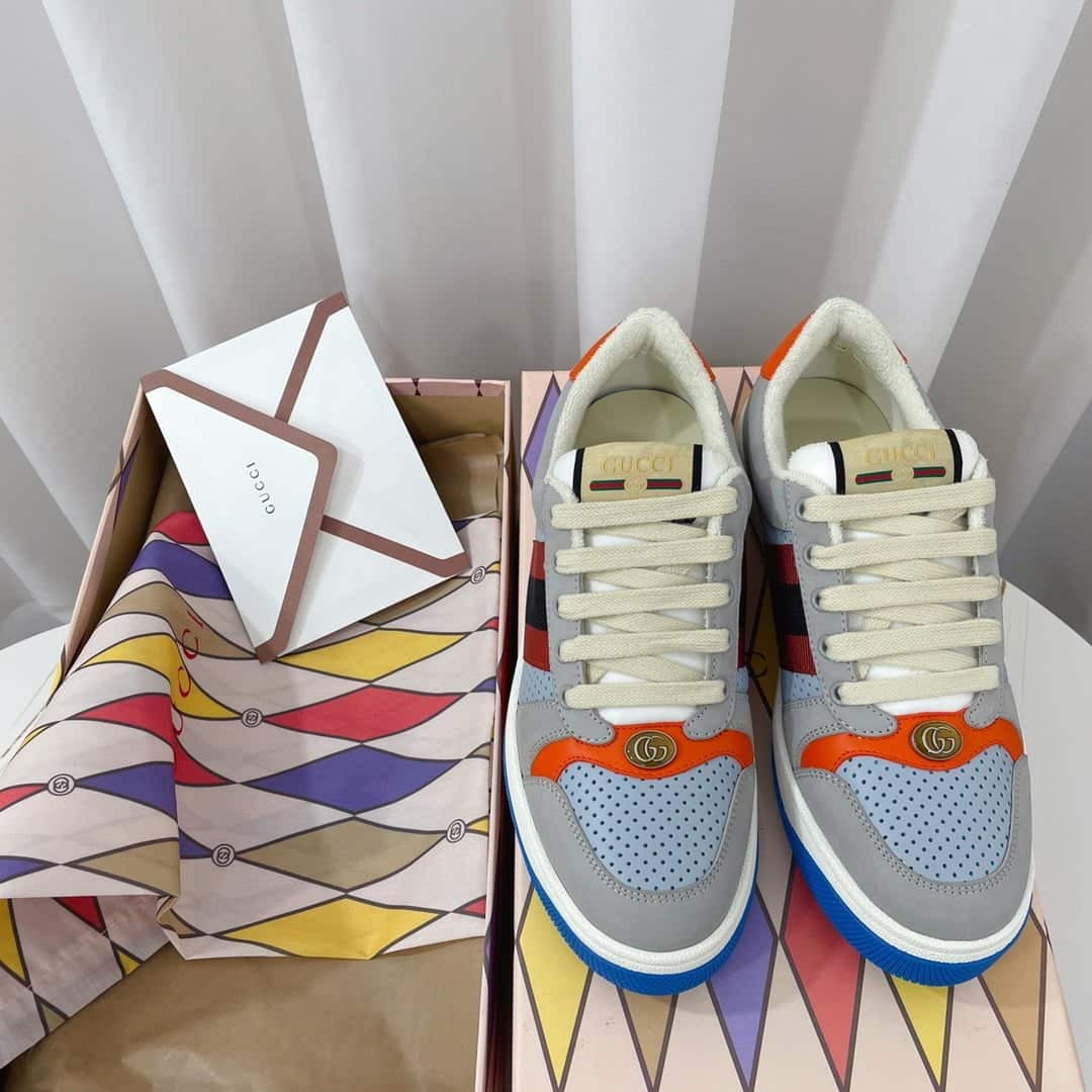 (1:1 replica) Gucci Women s Screener Sneaker Grey For Women GG