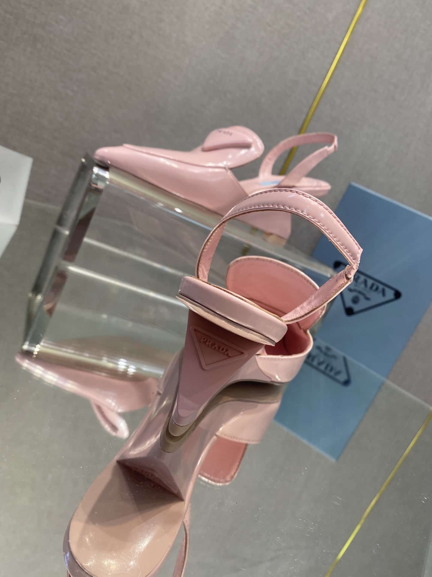 (1:1 replica) Prada Brushed Slingback Pumps Pink For Women 2.6in/65mm PRD