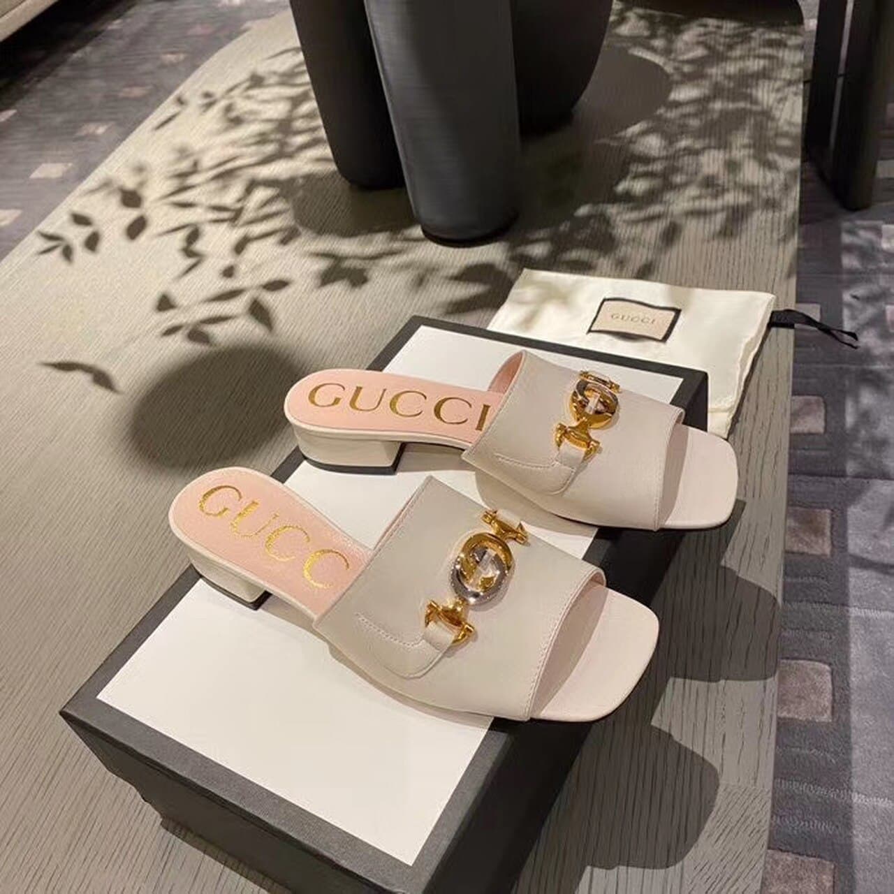 (1:1 replica) Gucci Gucci Zumi Slide Sandals Beige For Women GG