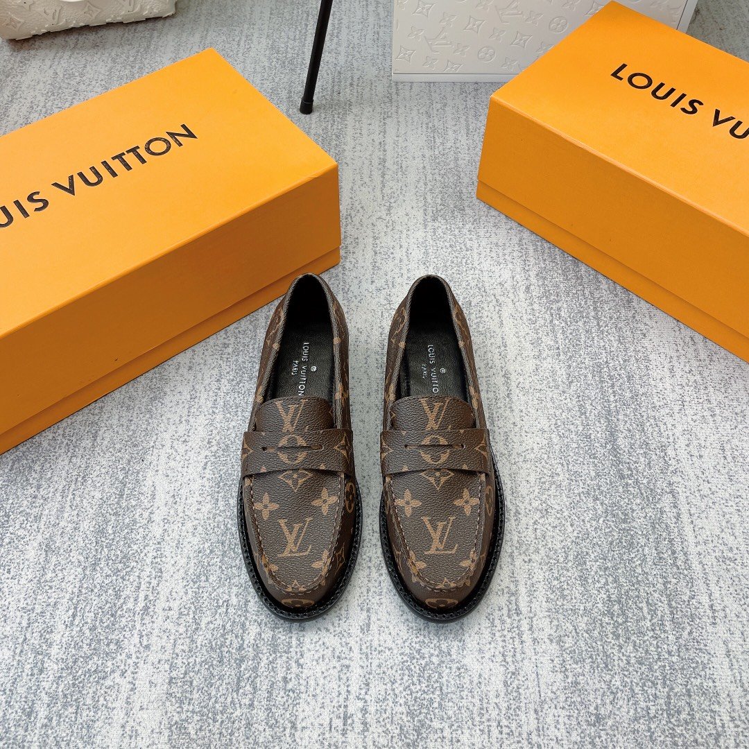(1:1 replica) Louis Vuitton Women s Chess Flat Loafe Cacao Brown For Women LV 1AA1XZ