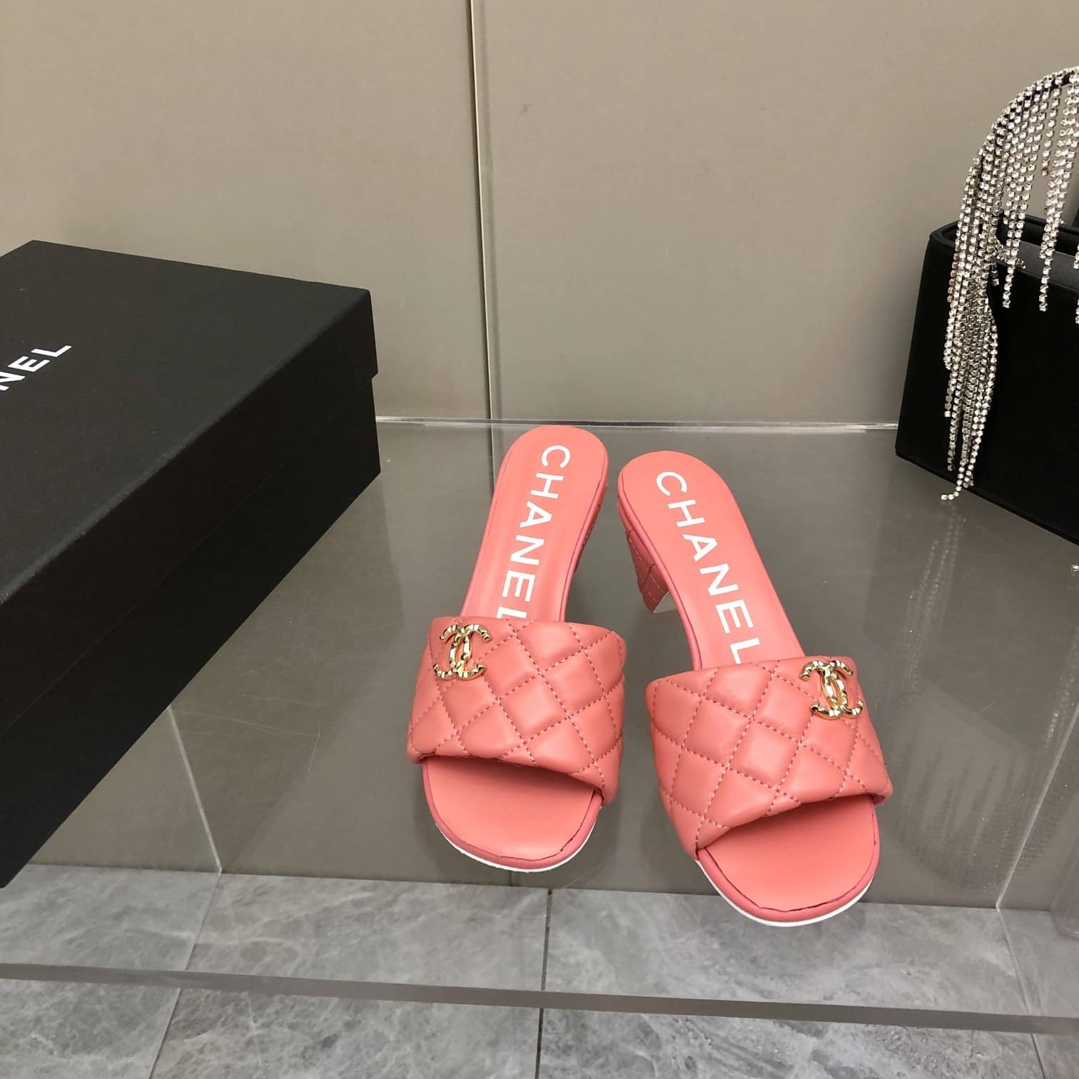 (1:1 replica) Chanel Mules Hot Pink For Women, Women s Shoes 2.4in/6.2cm G38820