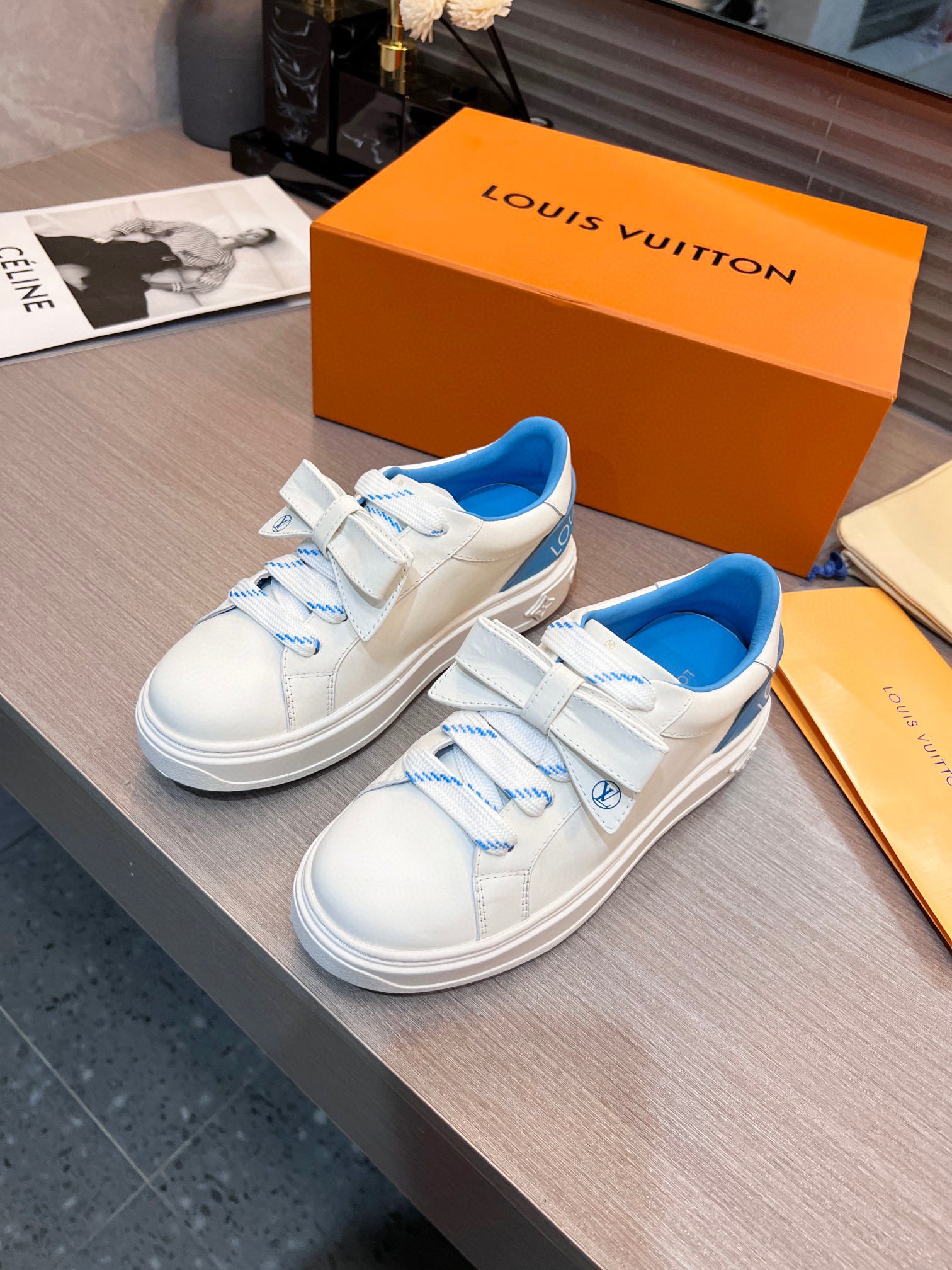 (1:1 replica) Louis Vuitton Women s Time Out Sneaker Blue For Women LV