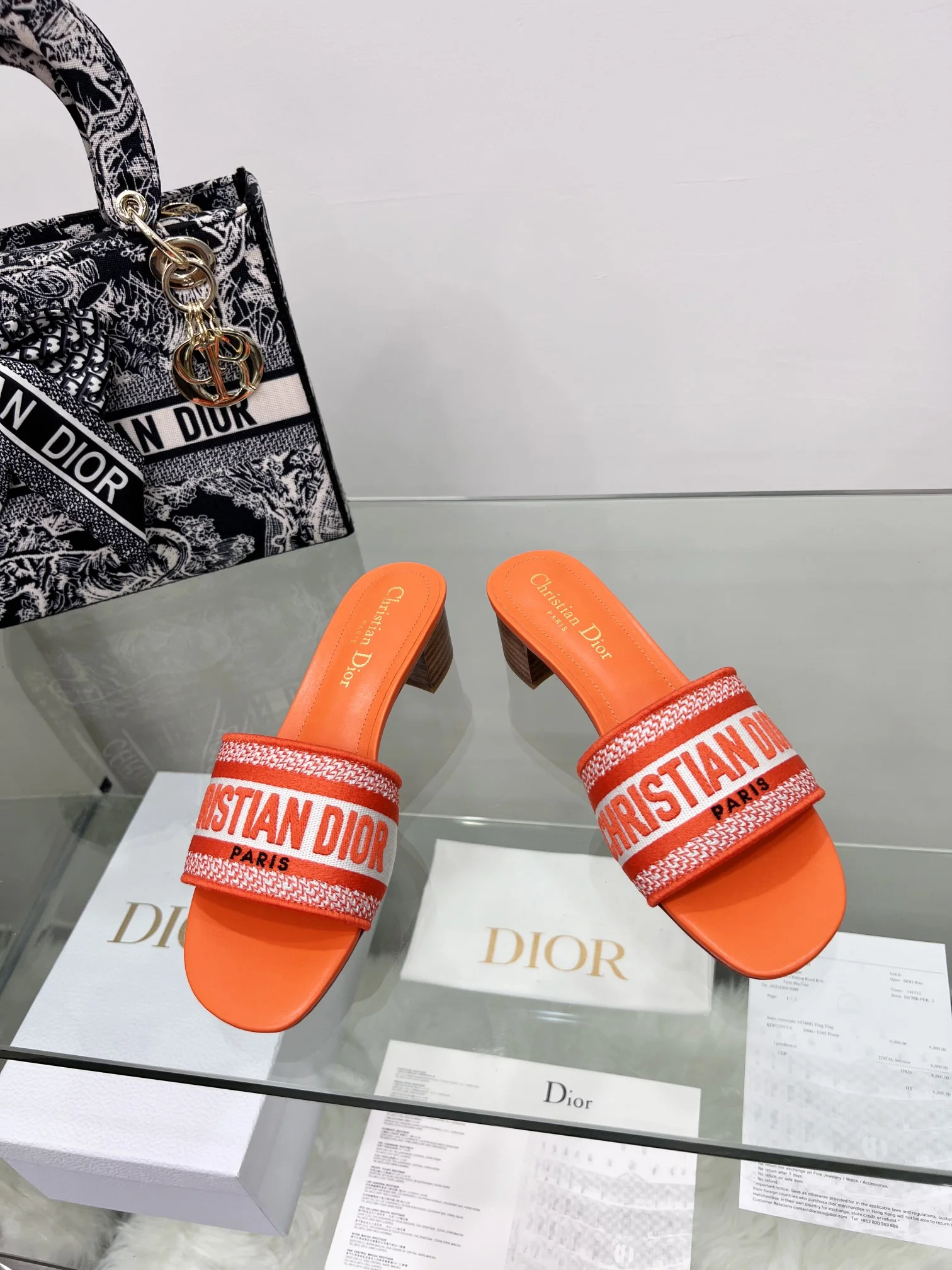(1:1 replica) Christian Dior Women s Dway Heeled Slide Orange For Women CD