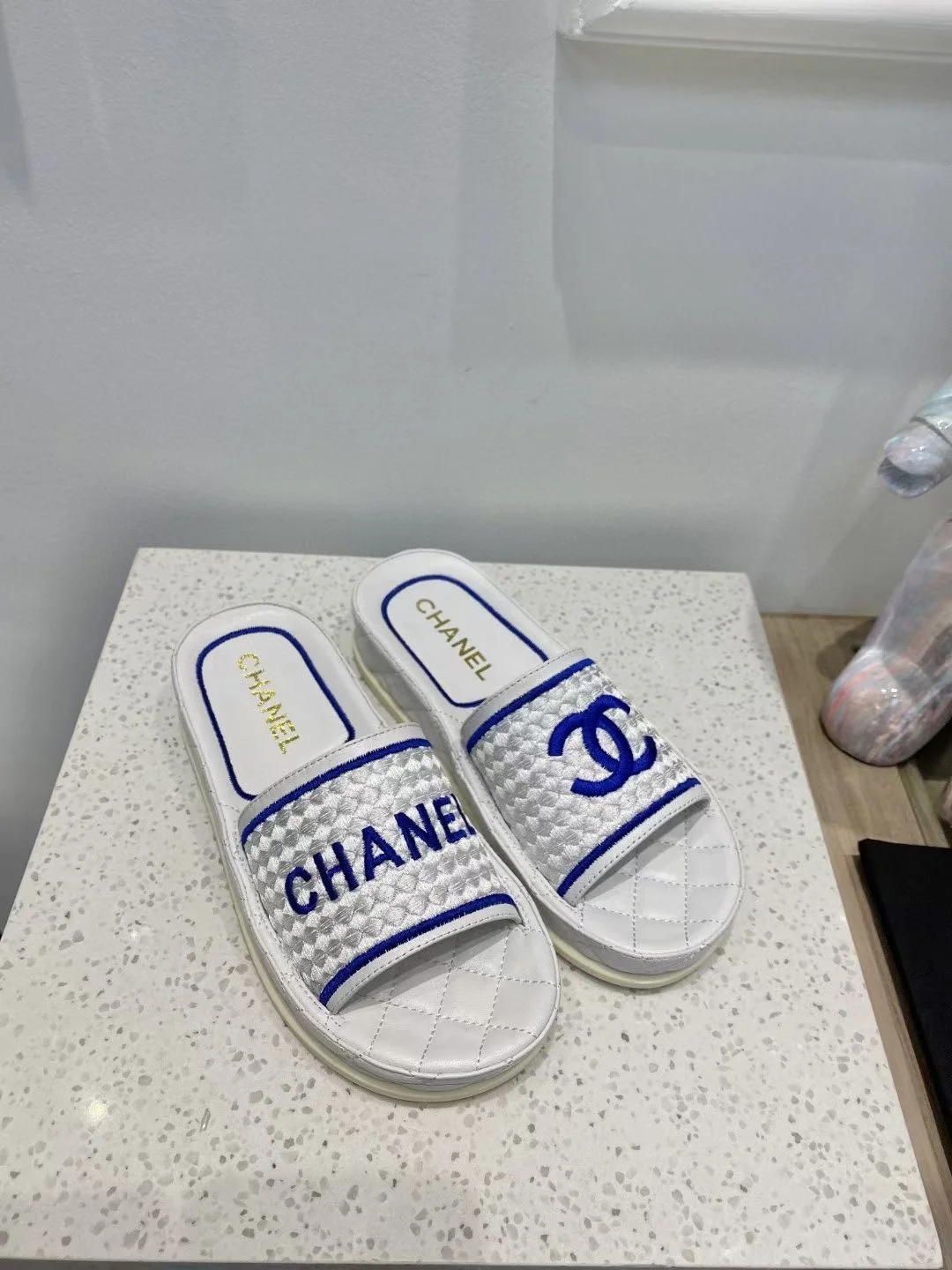 (1:1 replica) Chanel Women s Mules Blue And White For Women