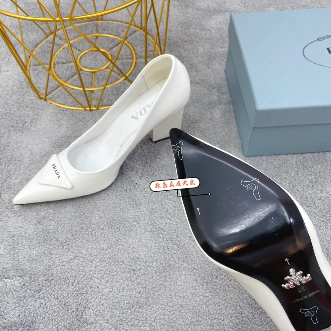 (1:1 replica) Prada Brushed Pumps White For Women PRD