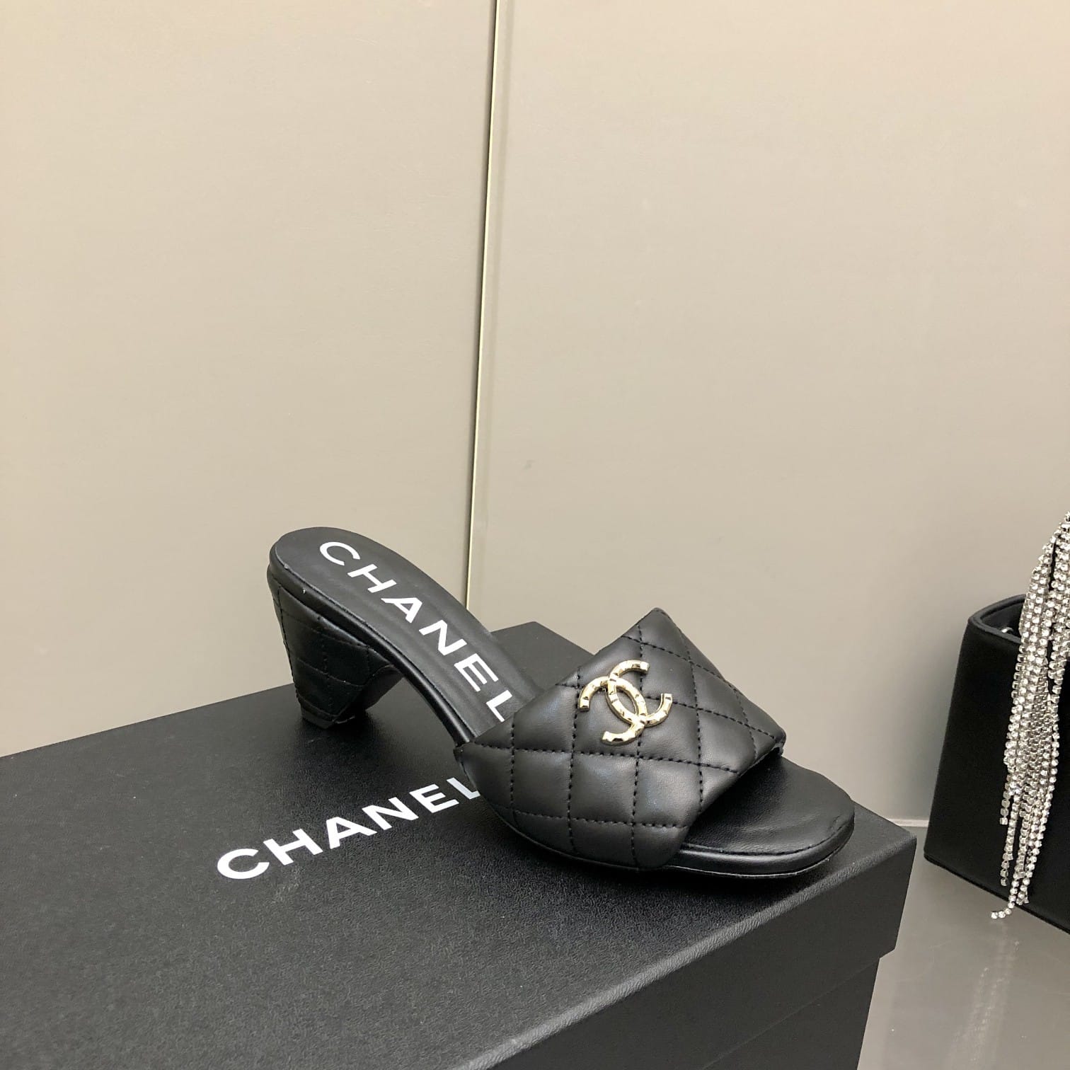 (1:1 replica) Chanel Mules Black For Women, Women s Shoes 2.4in/6.2cm G38820