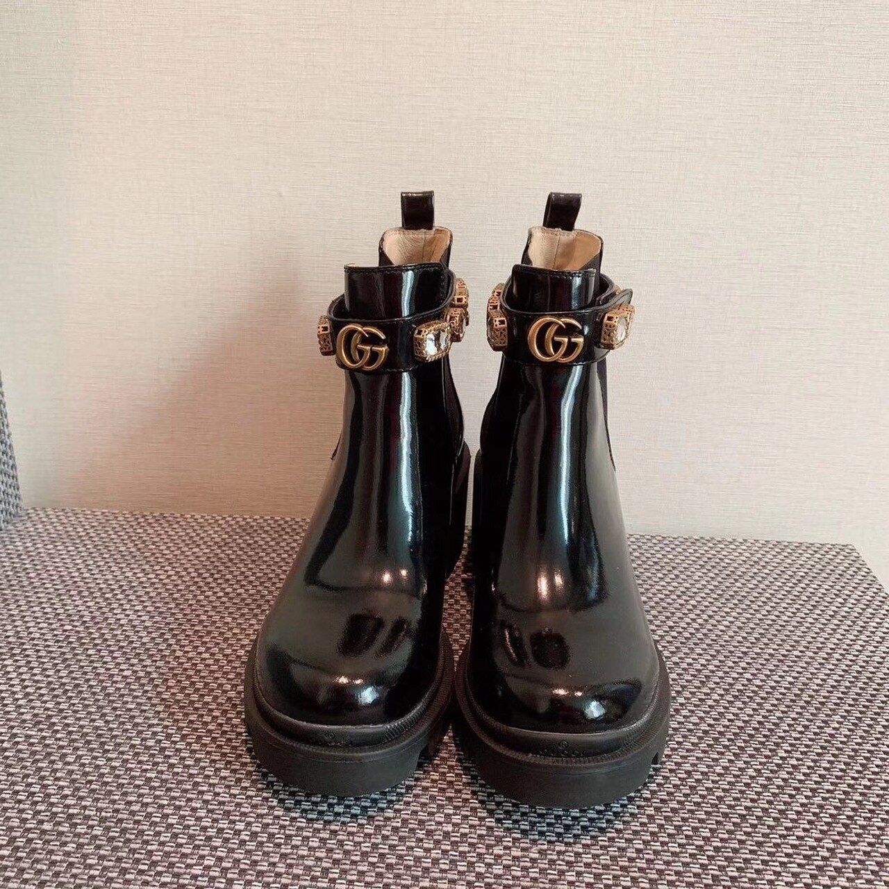 (1:1 replica) Gucci Ankle Boot With Belt Black For Women GG 550036 DKS00 1000