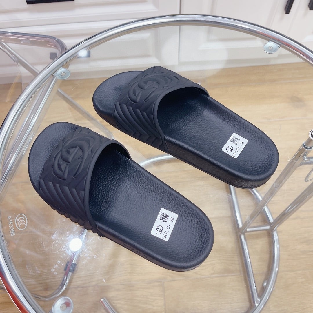 (1:1 replica) Gucci Women s Quilted GG Rubber Slide Black For Women 601041 JD600 1000