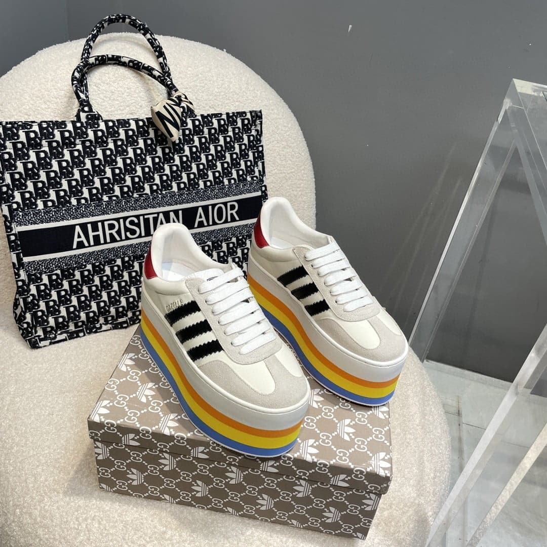 (1:1 replica) Gucci x Adidas Women s GG Gazelle Sneaker White For Women GG