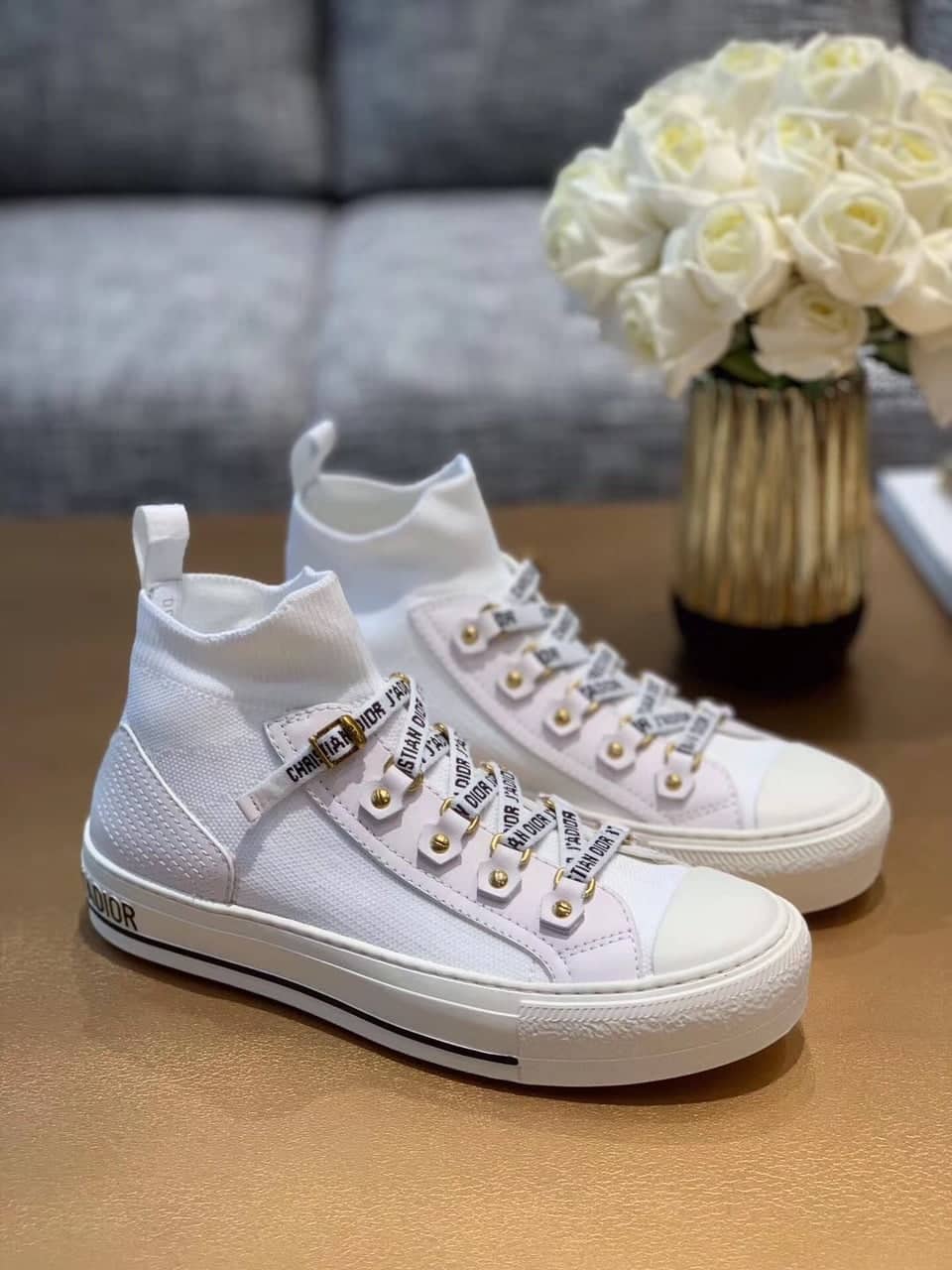 (1:1 replica) Christian Dior Walk N Dior Sneaker Cannage Technical Mesh White For Women CD KCK276NKR_S10W