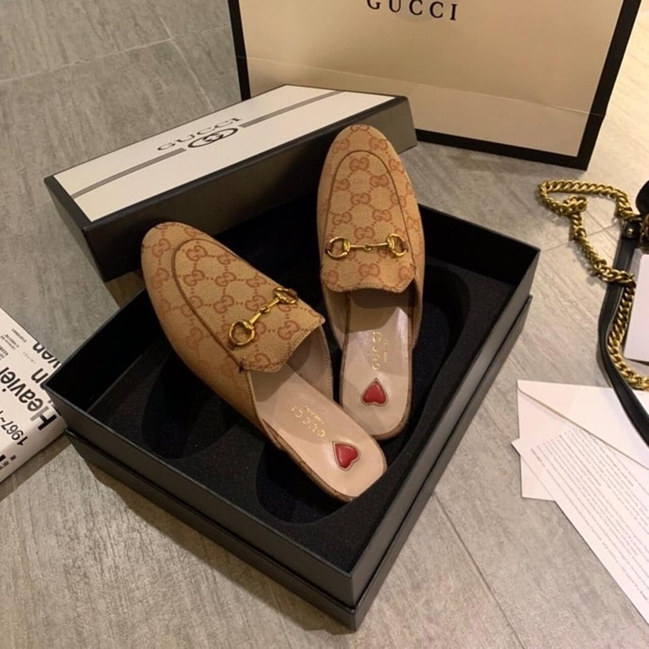 (1:1 replica) Gucci Women s Jumbo GG Princetown Slipper By Canavas Brown For Women GG 475094 UKO60 2588