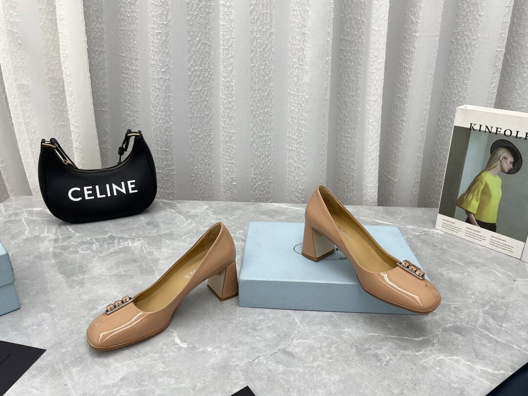 (1:1 replica) Prada Brushed Pumps Beige For Women 2.5in/65mm PRD