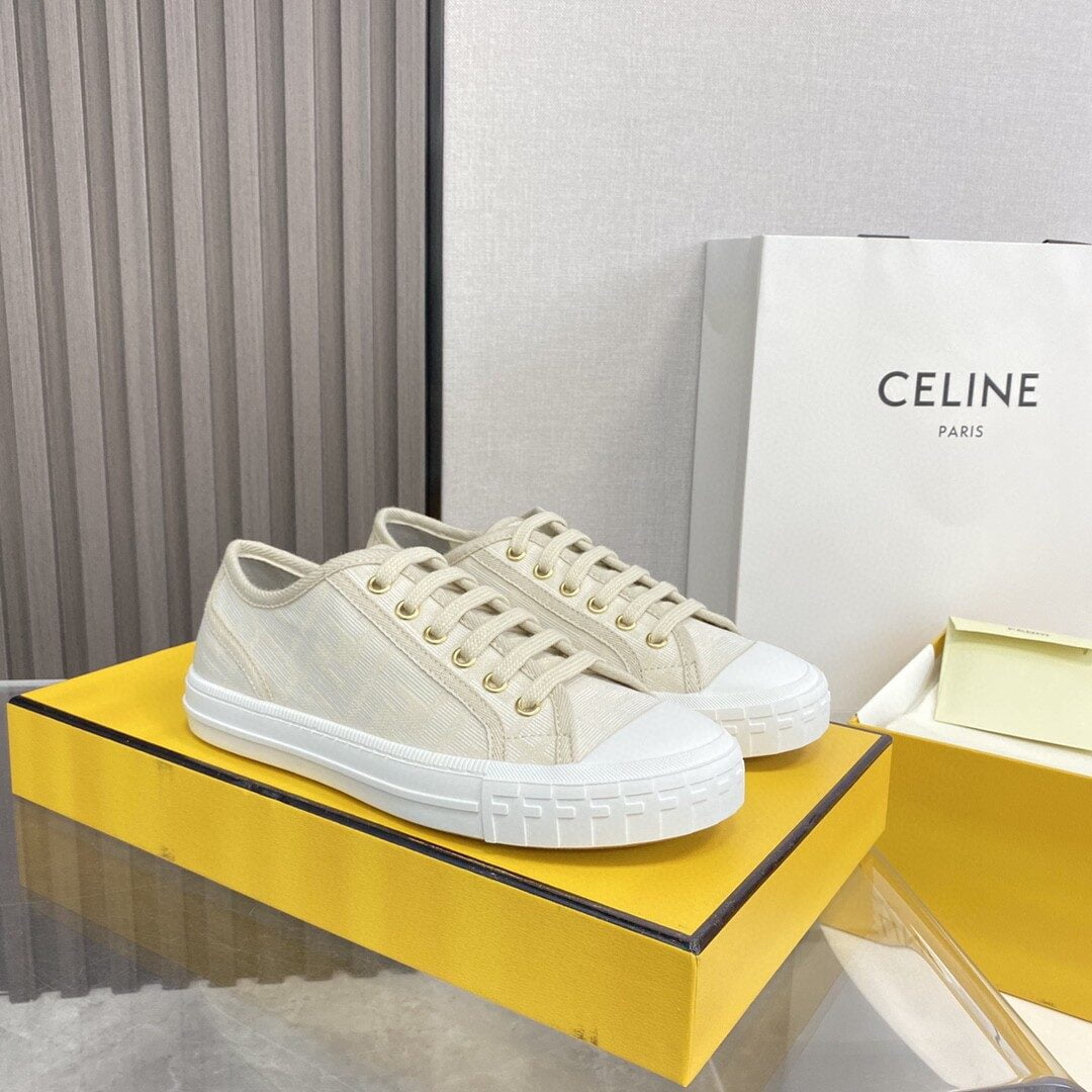(1:1 replica) Fendi Domino Fabric Sneakers Beige For Women