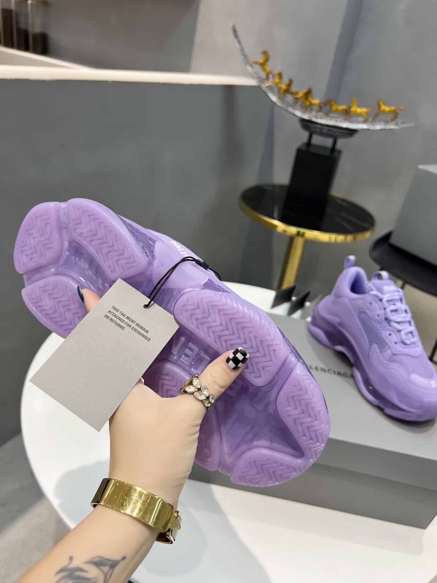 (1:1 replica) Balenciaga Triple S Trainers Clear Sole Blue For Women
