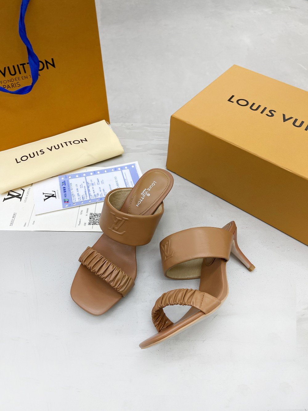 (1:1 replica) Louis Vuitton Women s Drapy Mule Brown For Women LV