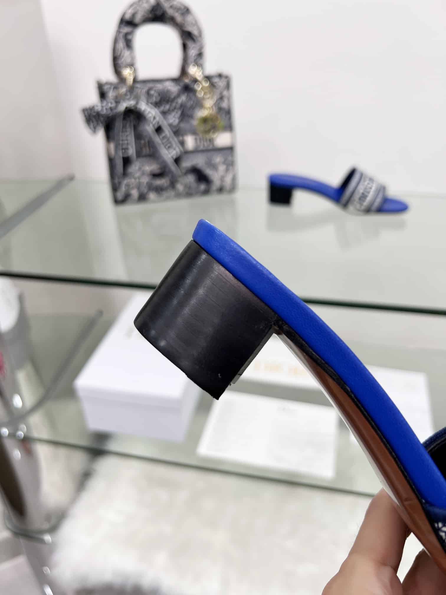 (1:1 replica) Christian Dior Women s Dway Heeled Slide Blue For Women CD