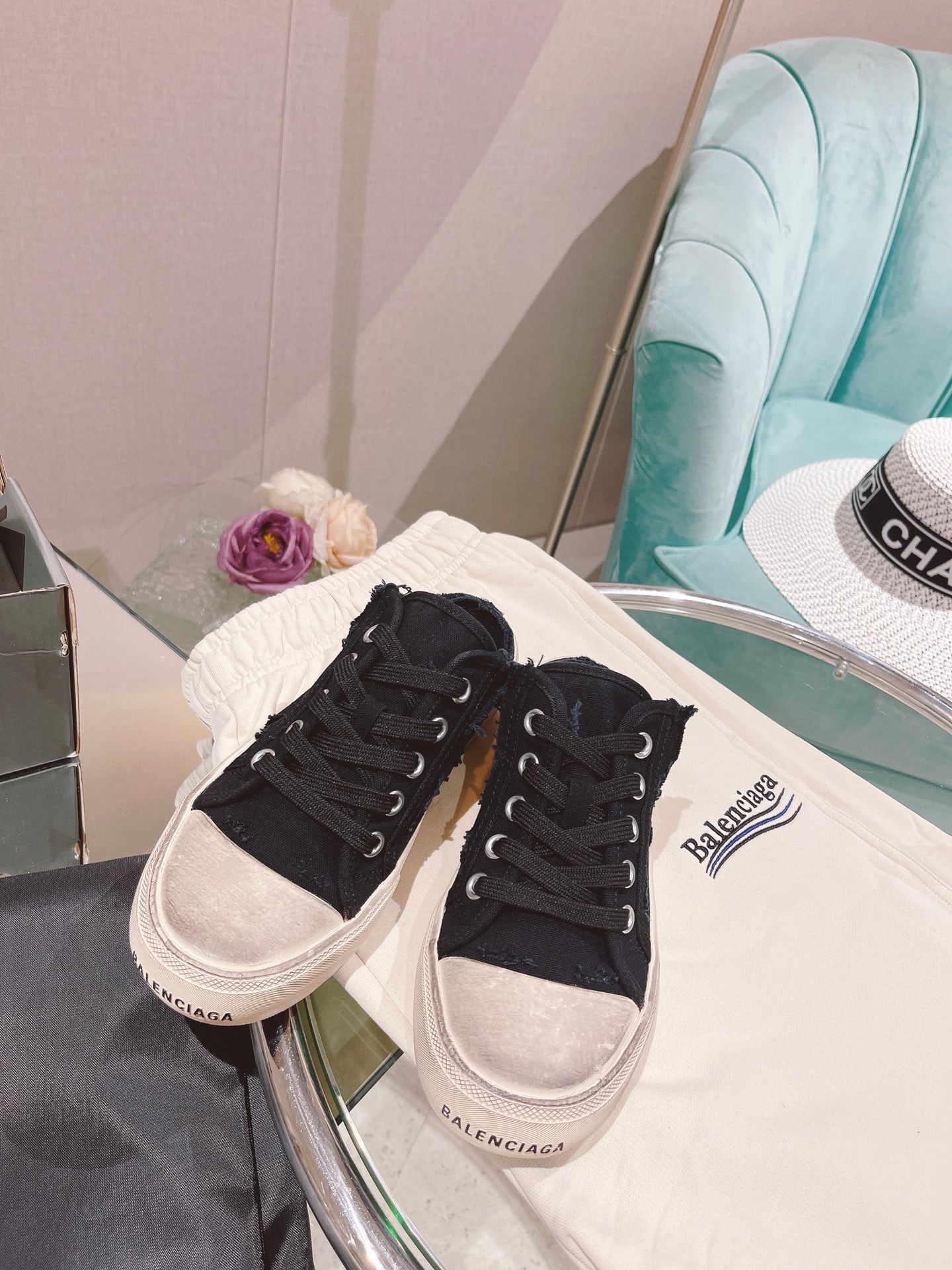 (1:1 replica) Balenciaga Paris Trainers Mule Black For Women