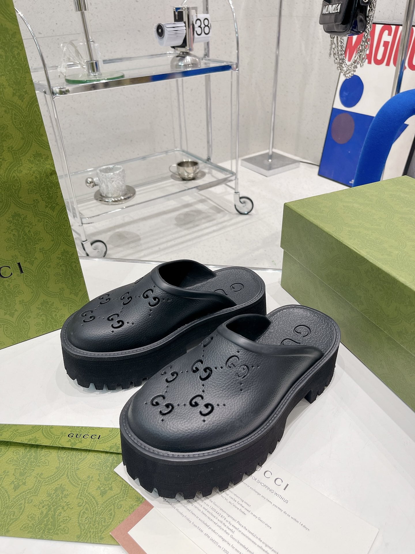 (1:1 replica) Gucci Women s Platform Perforated G Sandal Black For Women GG 663577 JFB00 1000