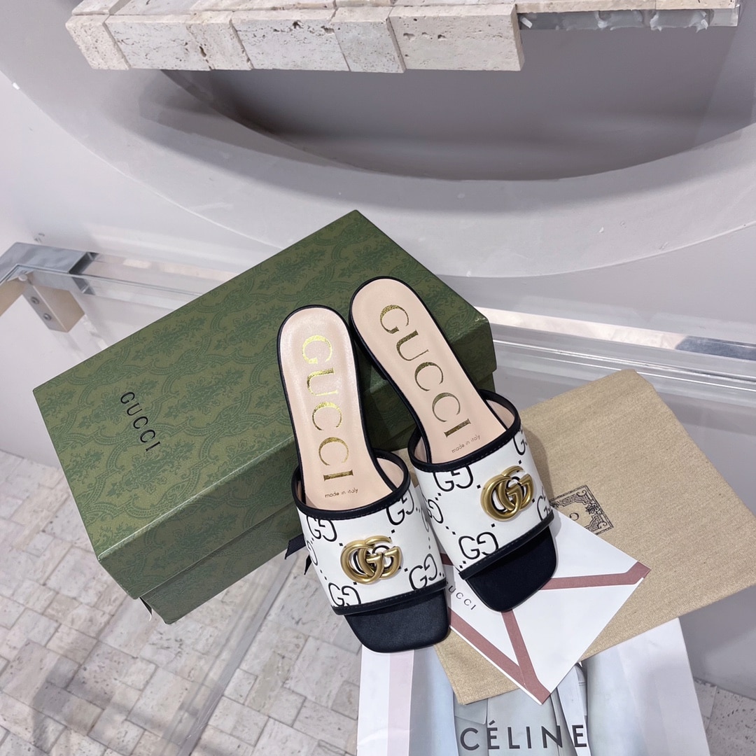 (1:1 replica) Gucci Women s GG Raffia Effect Slide Black For Women GG