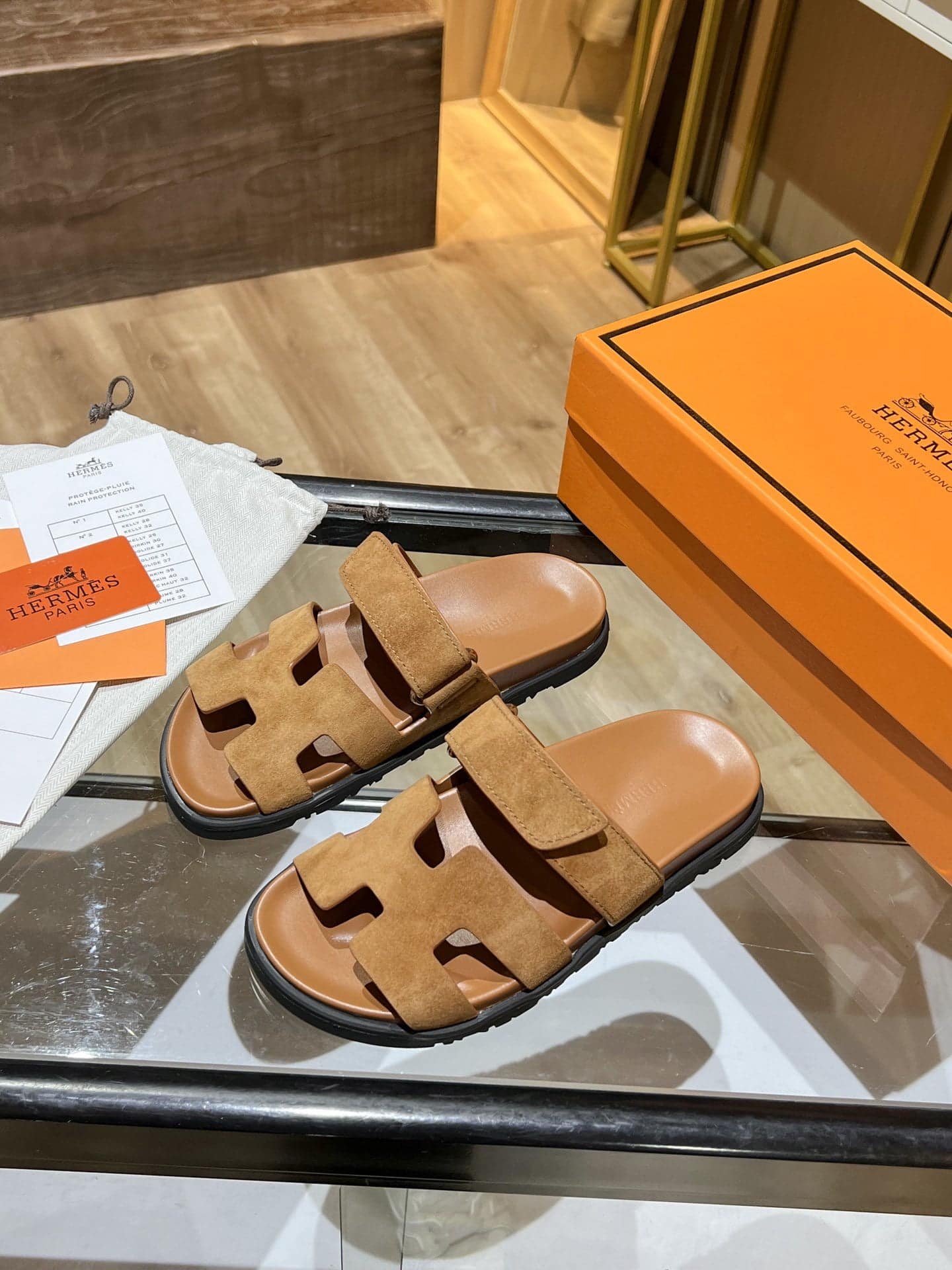 (1:1 replica) Hermes Chypre Sandal Brown For Women, Women s Shoes