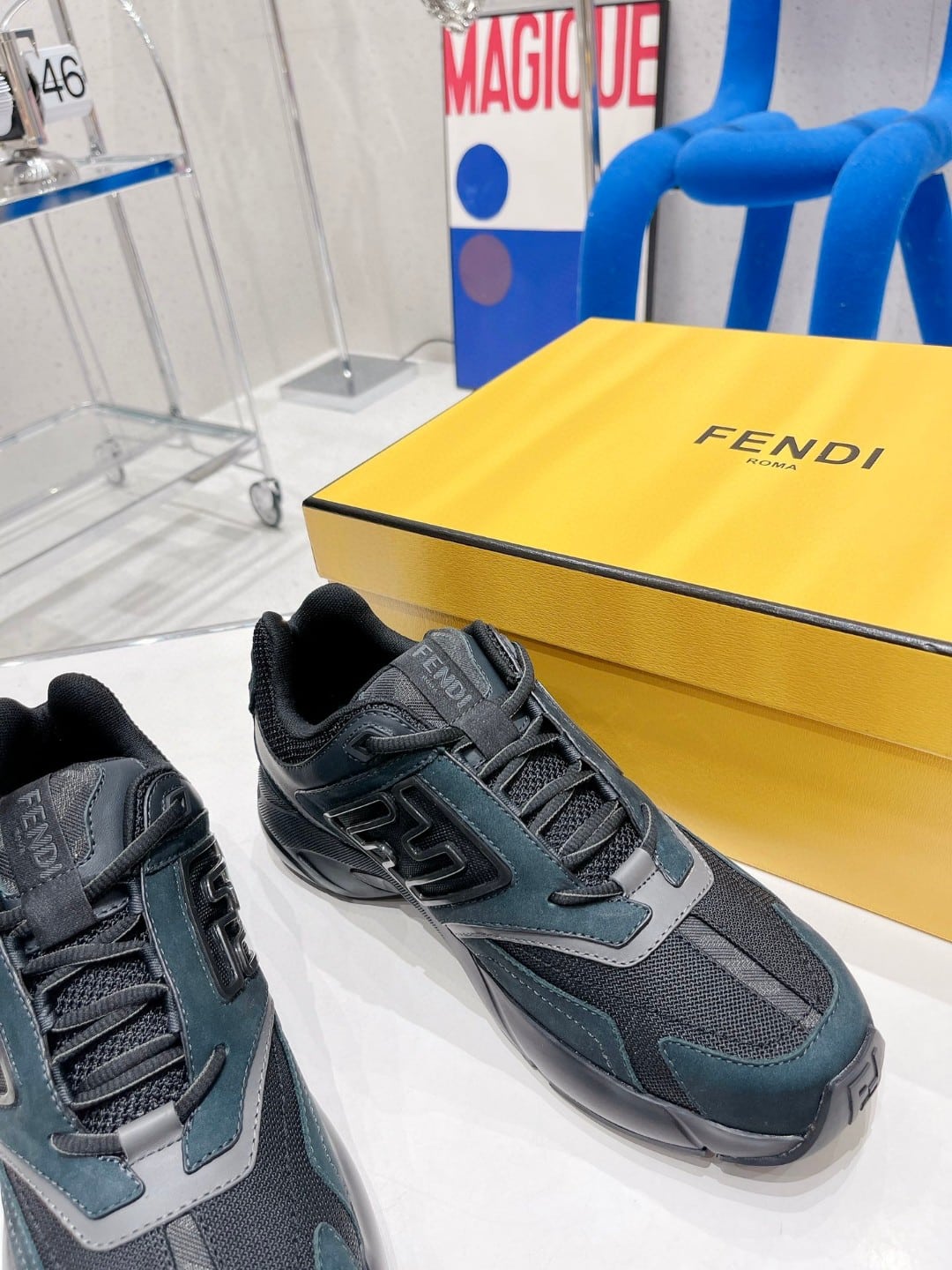 (1:1 replica) Fendi Nubuck Faster Dark Blue For Women
