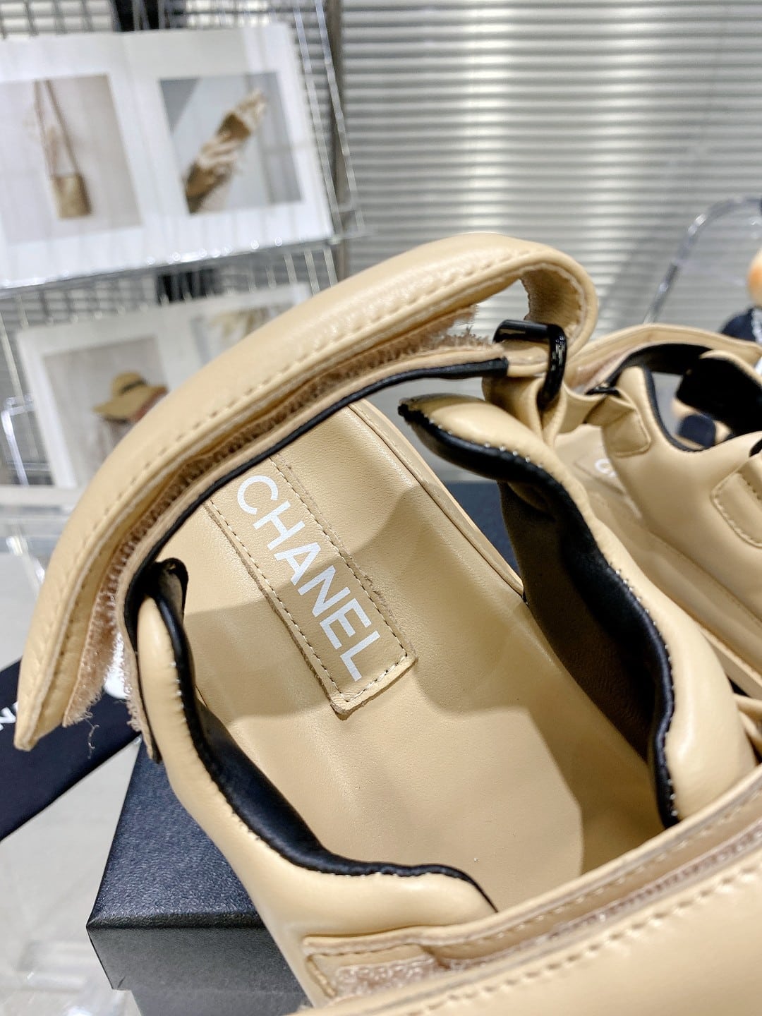 (1:1 replica) Chanel Women s Sandals With Chanel Logo Beige For Women