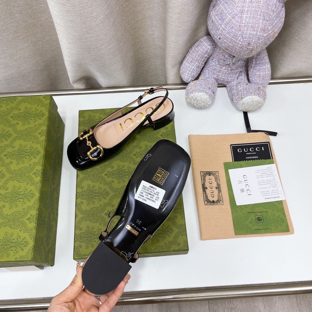 (1:1 replica) Gucci Women s Slingback With Horsebit Black For Women GG