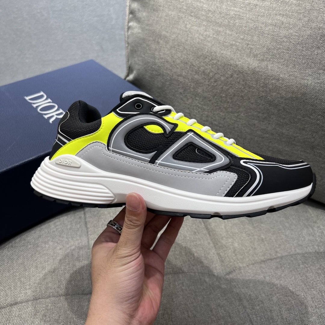 (1:1 replica) Christian Dior Women s B30 Sneaker Gray Mesh And Yellow For Women CD