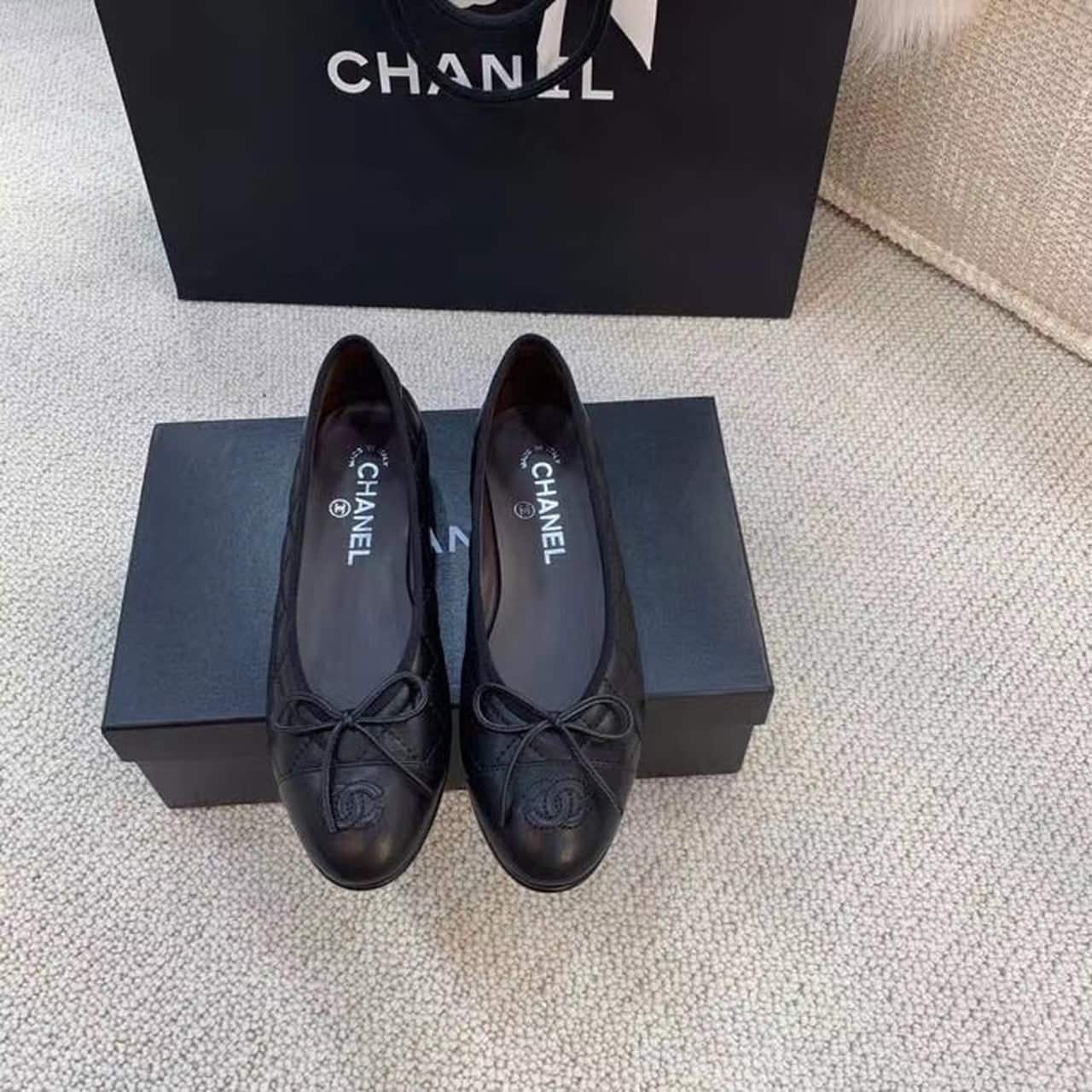 (1:1 replica) Chanel Ballerinas Black For Women, Women s Shoes 0.4in/1cm G26250 X01725 94305