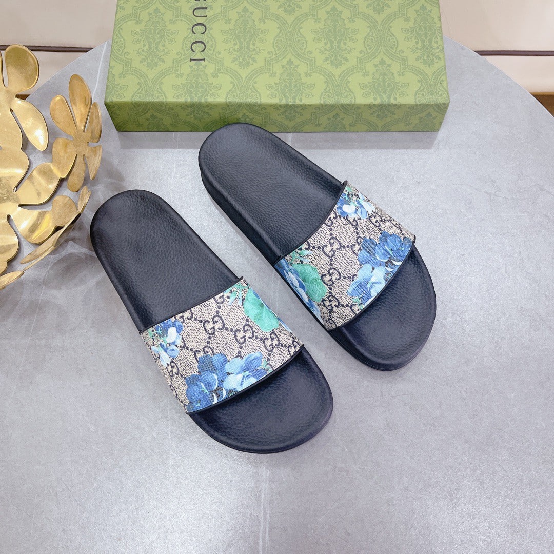 (1:1 replica) Gucci Women s Slides Bloom Print Blue For Women 408508 G2200