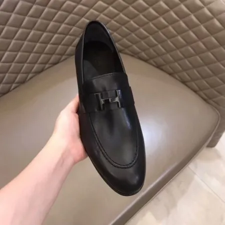 (1:1 replica) Hermes Men s Paris Loafers In Black Calfskin HM011