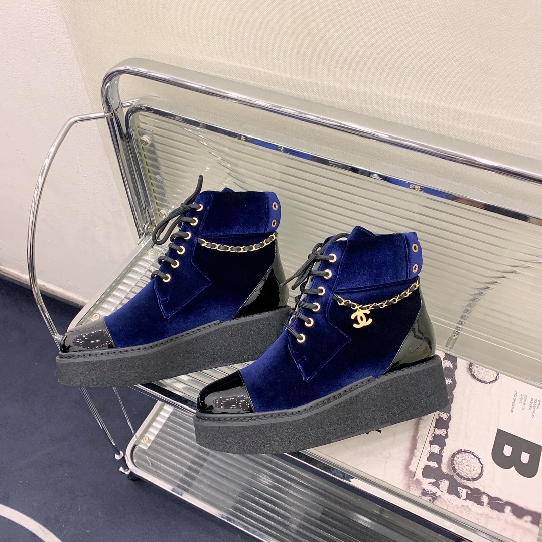 (1:1 replica) Chanel Women s Lace-Ups Blue For Women