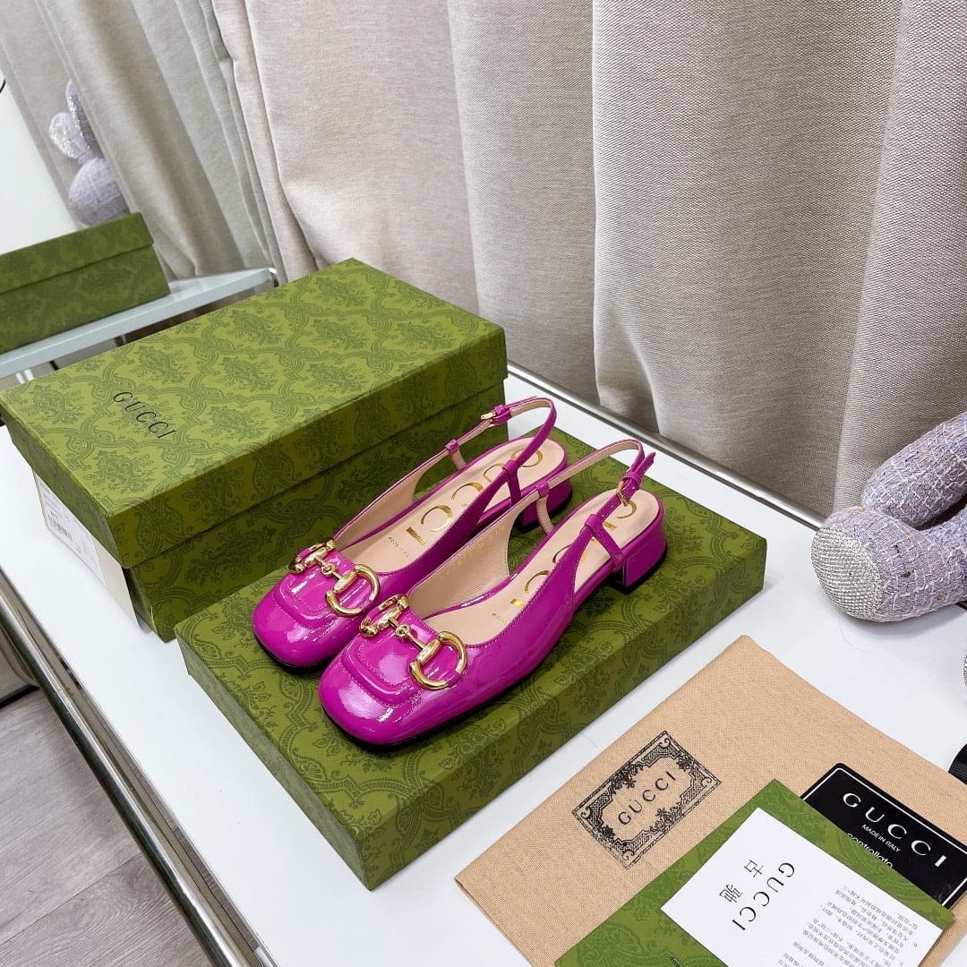 (1:1 replica) Gucci Women s Slingback With Horsebit Dark Pink For Women GG