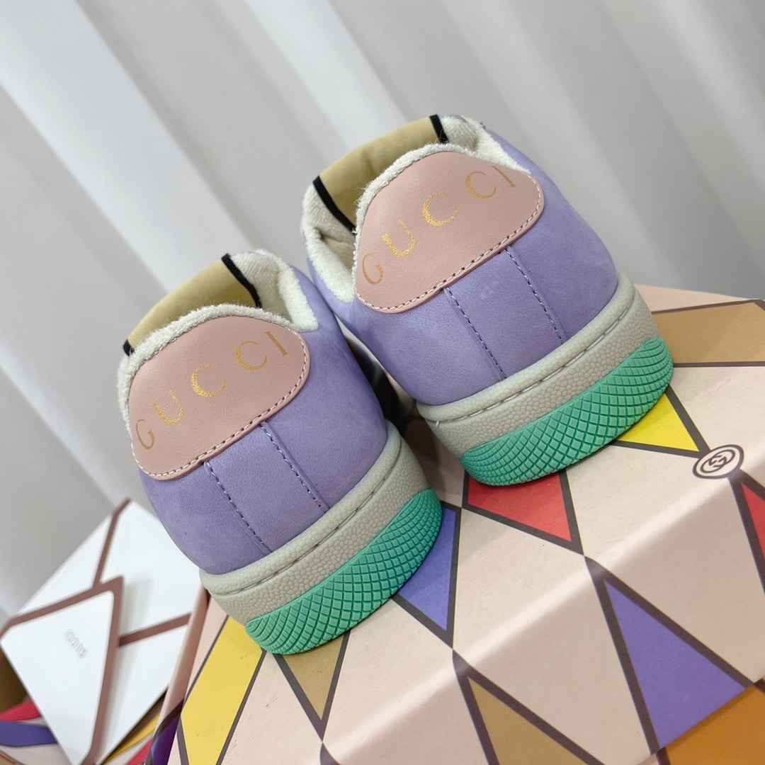 (1:1 replica) Gucci Women s Screener Sneaker Light Blue For Women GG