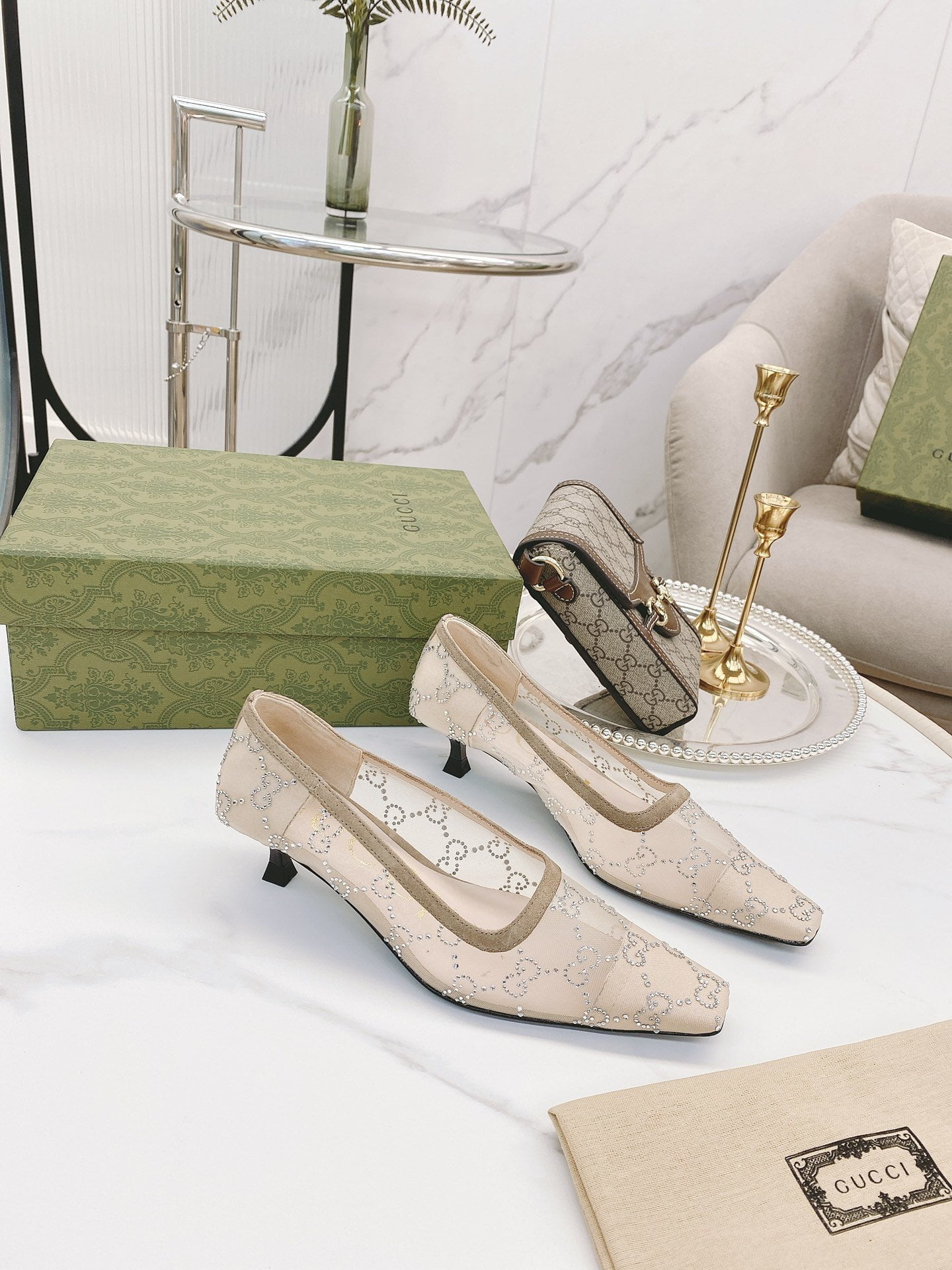 (1:1 replica) Gucci Women s Pump By Canvas Fabric Beige For Women GG