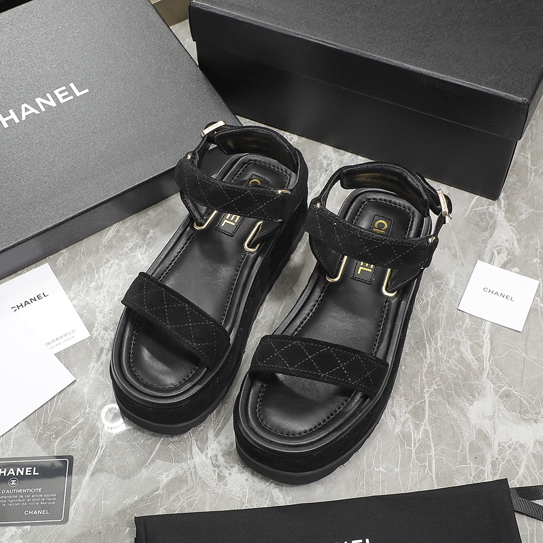 (1:1 replica) Chanel Women s Sandals Black For Women 2in/5cm G39143 Y55894 94305
