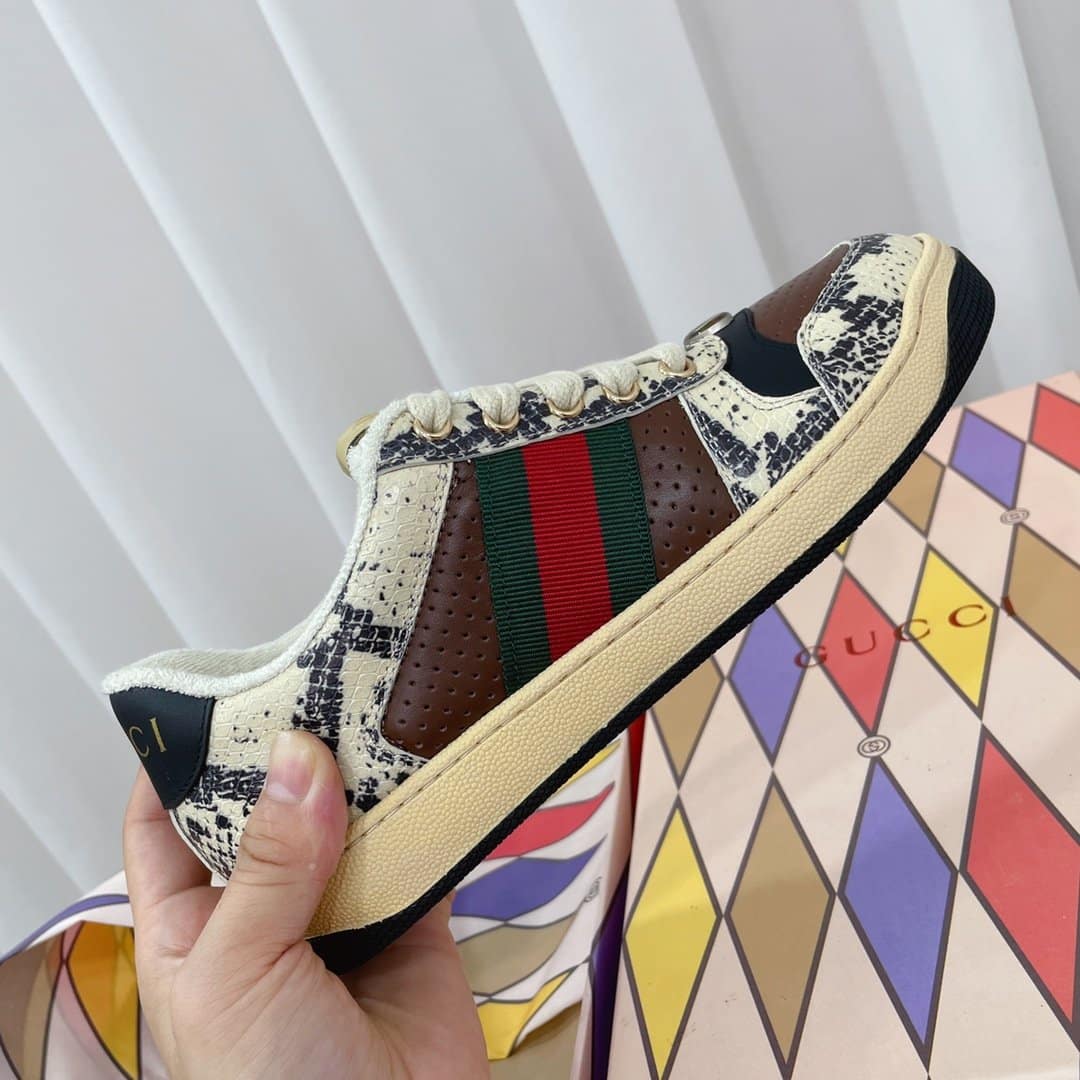 (1:1 replica) Gucci Women s Screener Sneaker Beige For Women GG