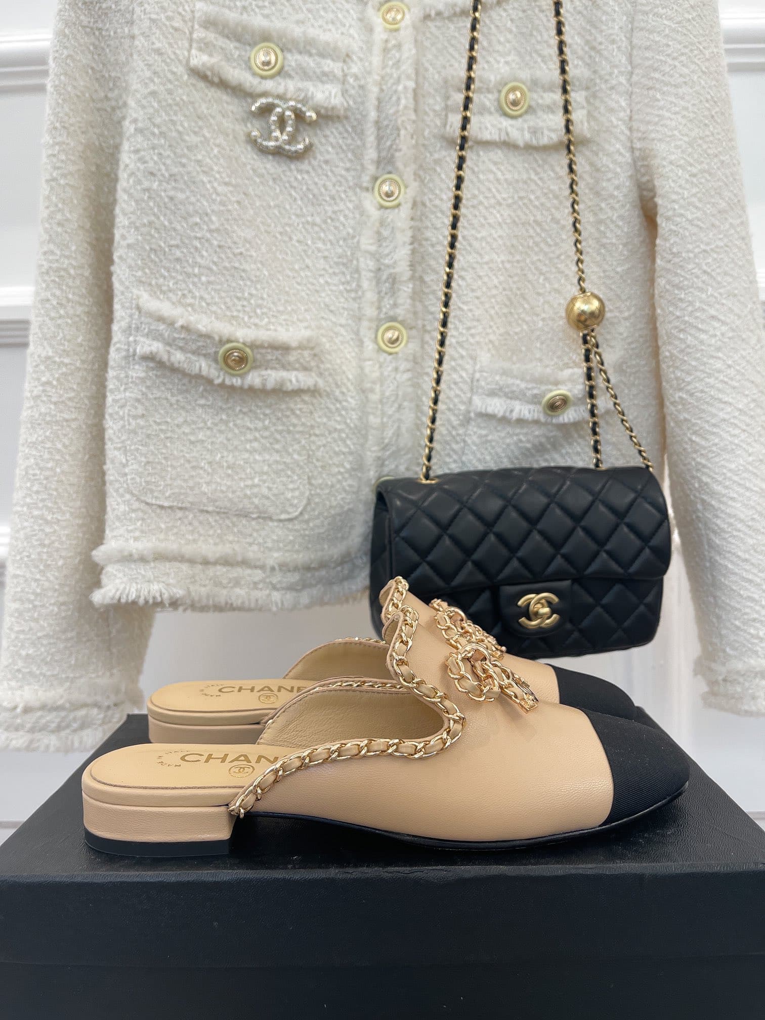 (1:1 replica) Chanel Women s Mules With Decor Beige For Women
